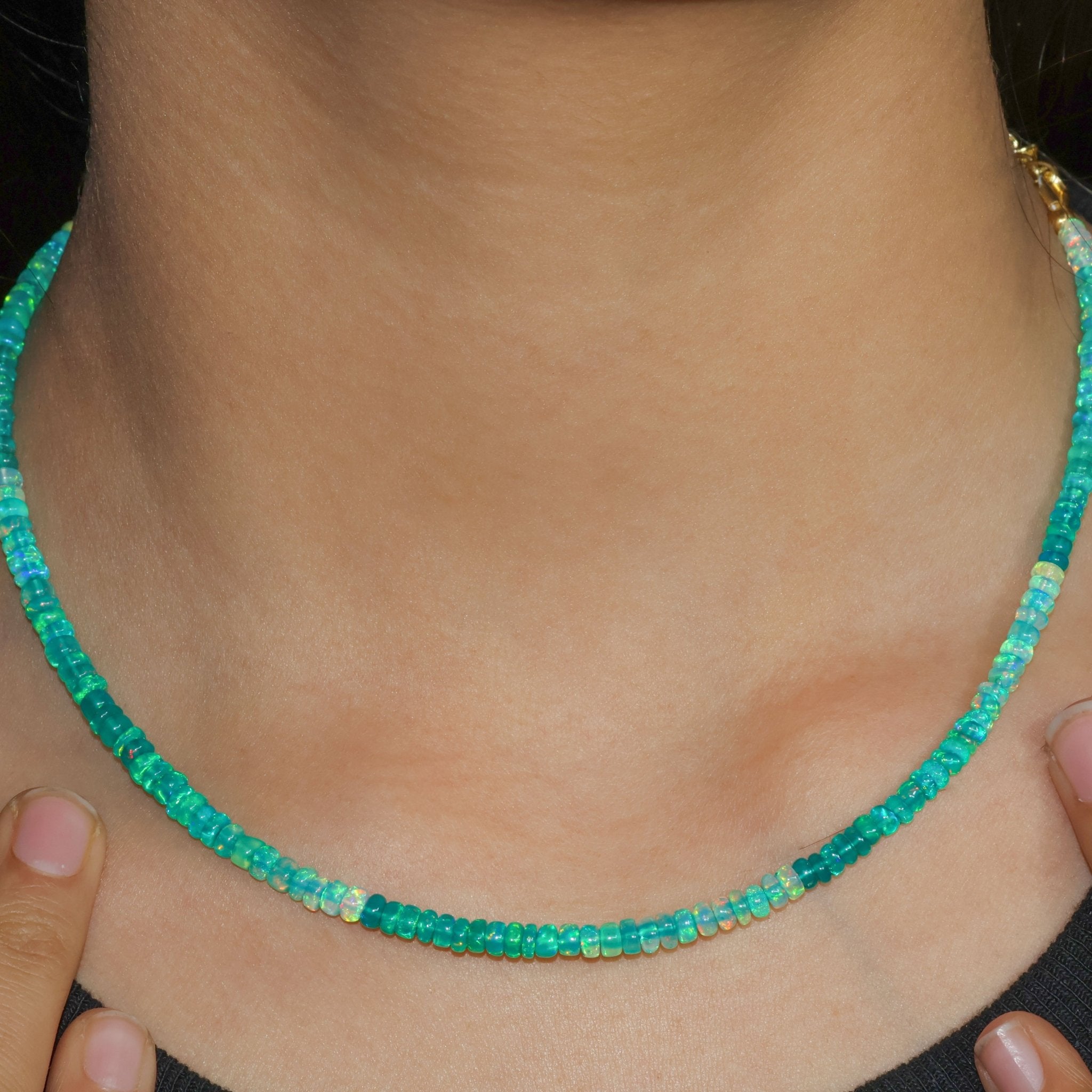 Natural Green Opal Plain Bead Strand Handmade Necklace - Goodstone Jewels