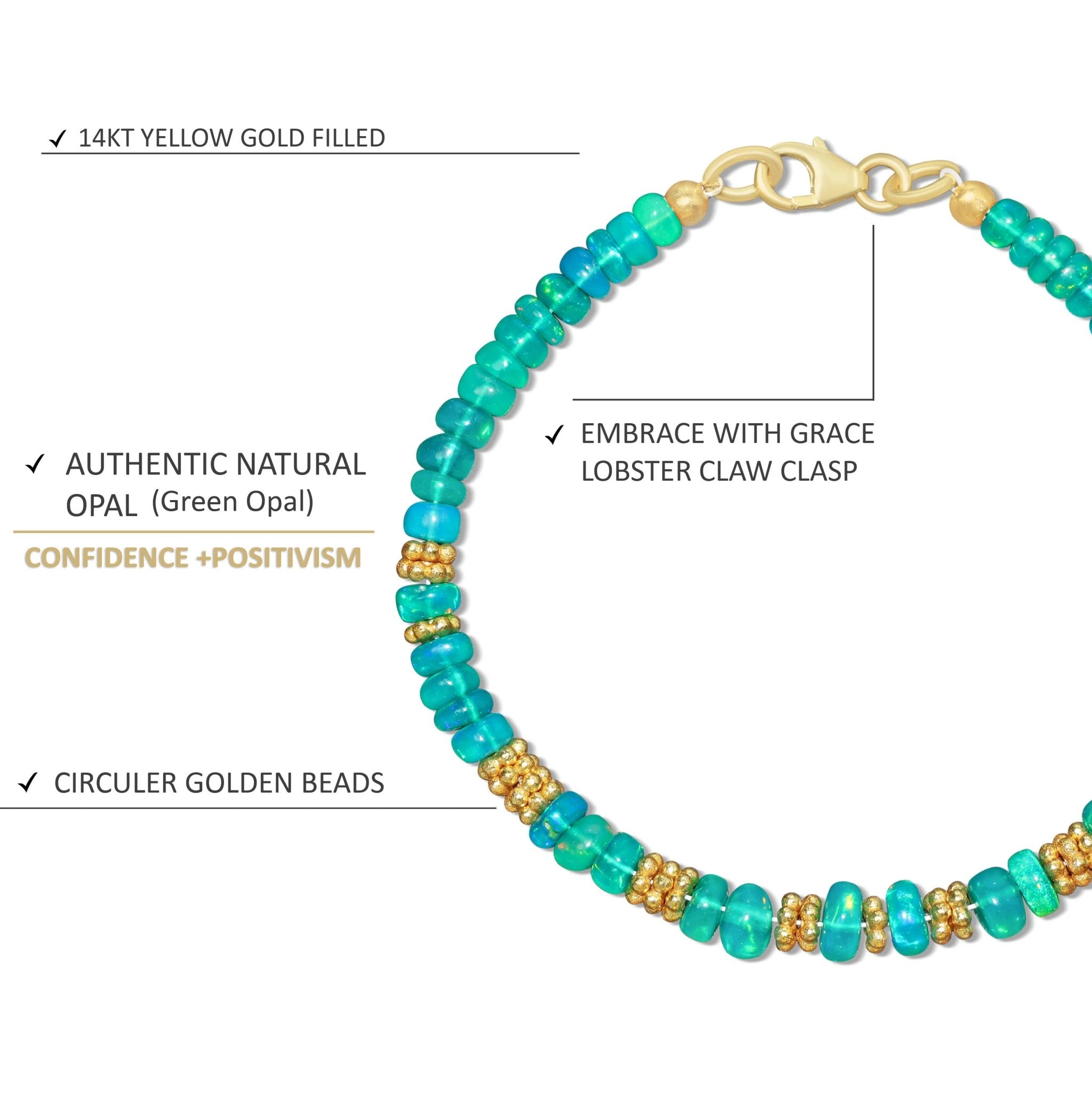 Natural Green Opal Separator Beaded Bracelet - Goodstone Jewels