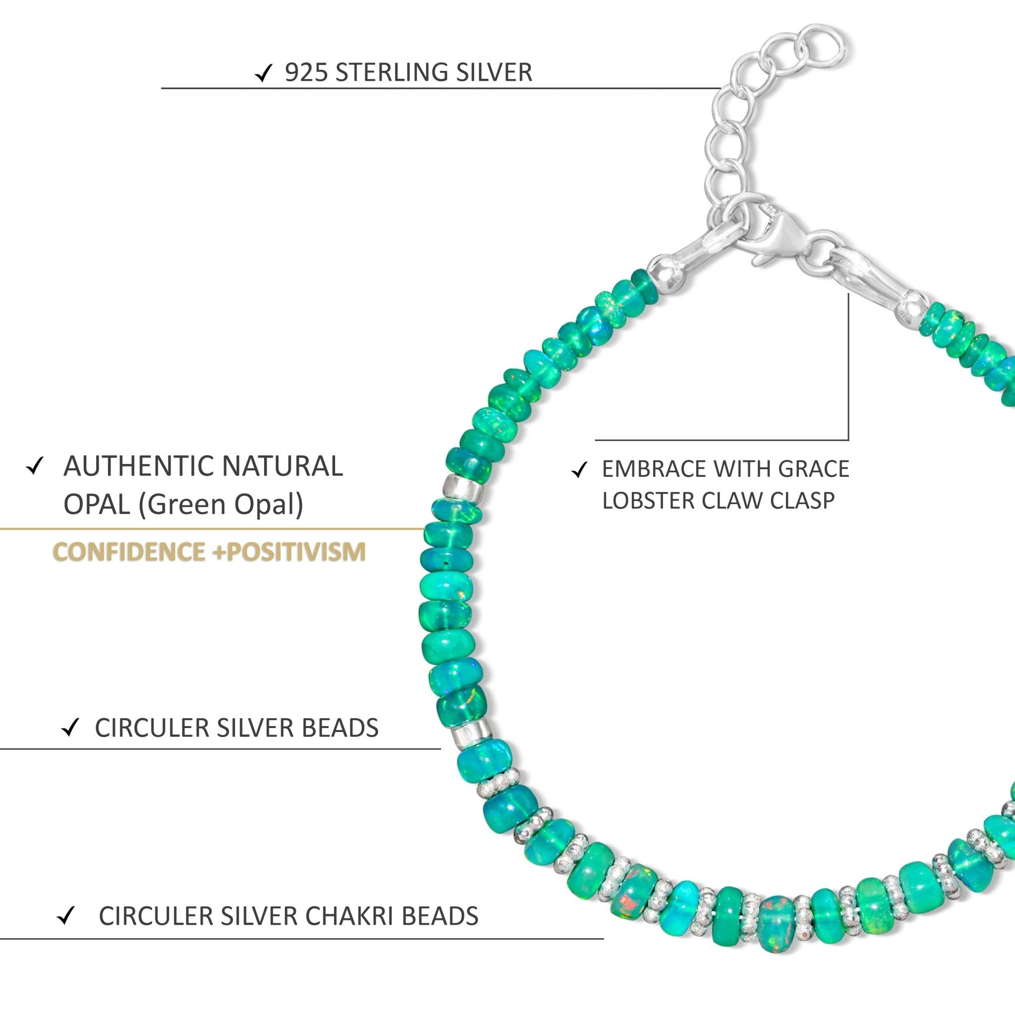 Natural Green Opal Separator Rondelle Beaded Bracelet - Goodstone Jewels