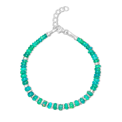 Natural Green Opal Separator Rondelle Beaded Bracelet