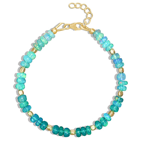 Natural Green Opal Shaded Dainty Beaded Bracelet Gold Filled Handmade Bracelets