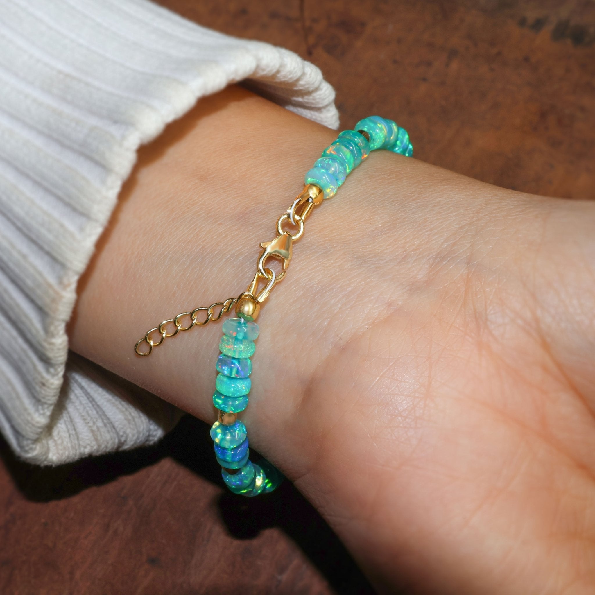 Natural Green Opal Shaded Dainty Beaded Bracelet Gold Filled Handmade Bracelets - Goodstone Jewels