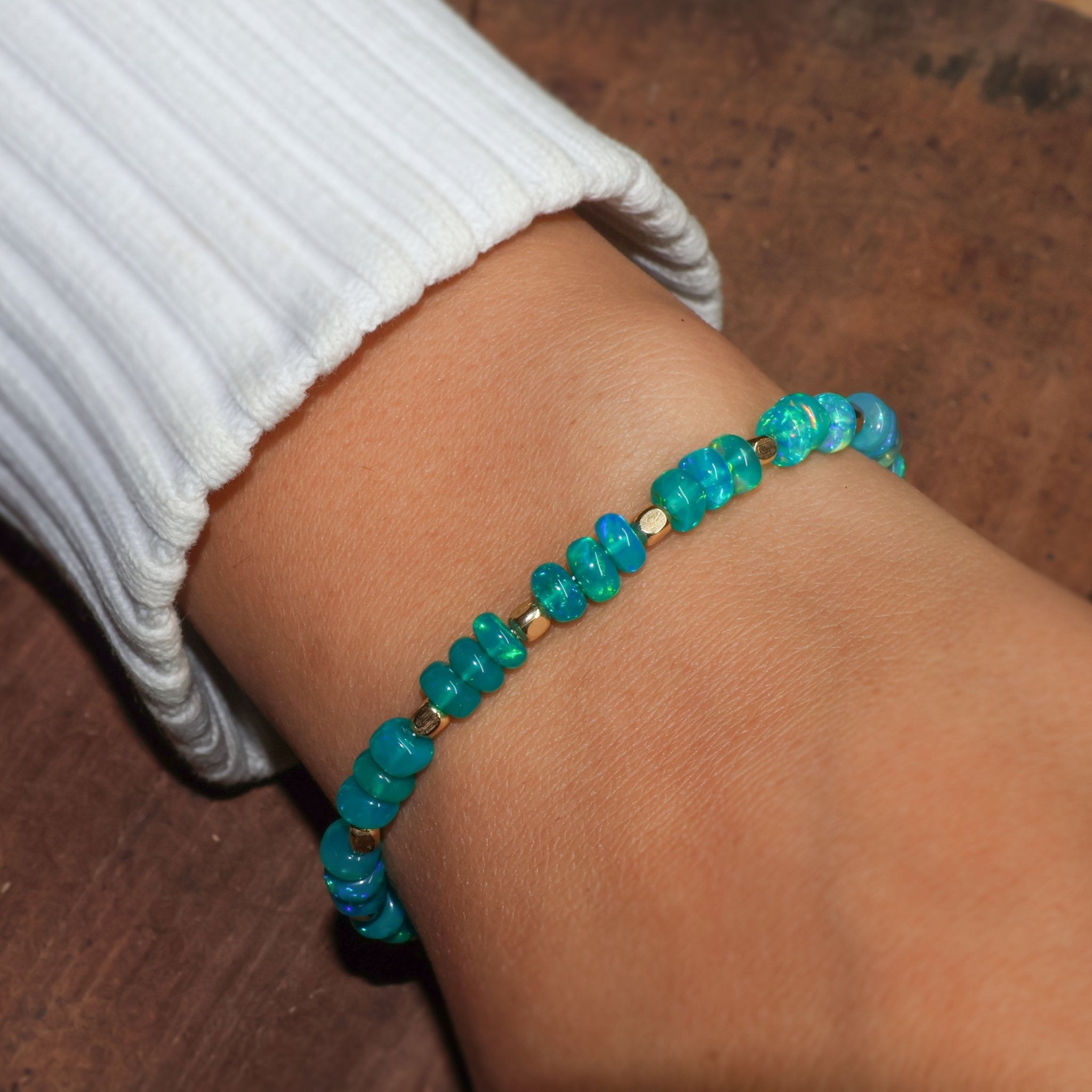 Natural Green Opal Shaded Dainty Beaded Bracelet Gold Filled Handmade Bracelets - Goodstone Jewels