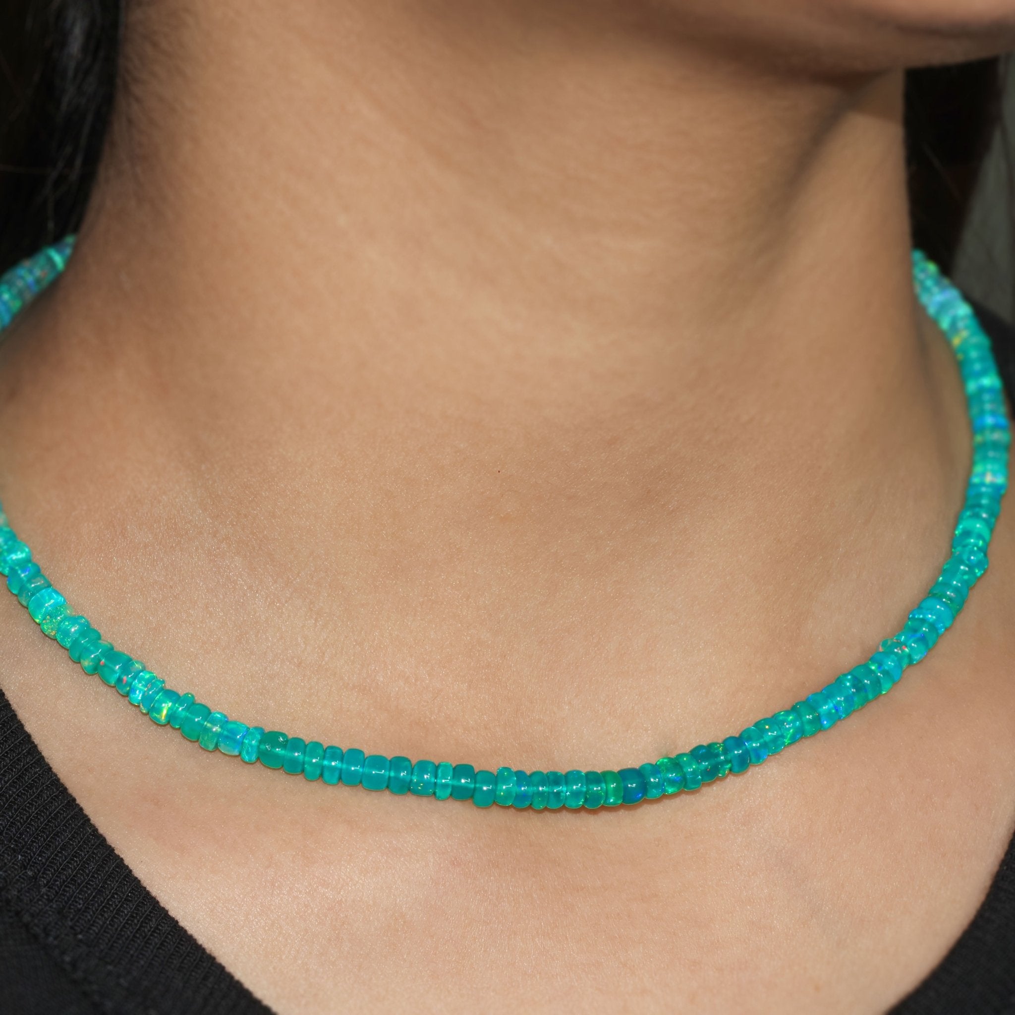 Natural Green Opal Shades Beaded Necklace for Women - Goodstone Jewels