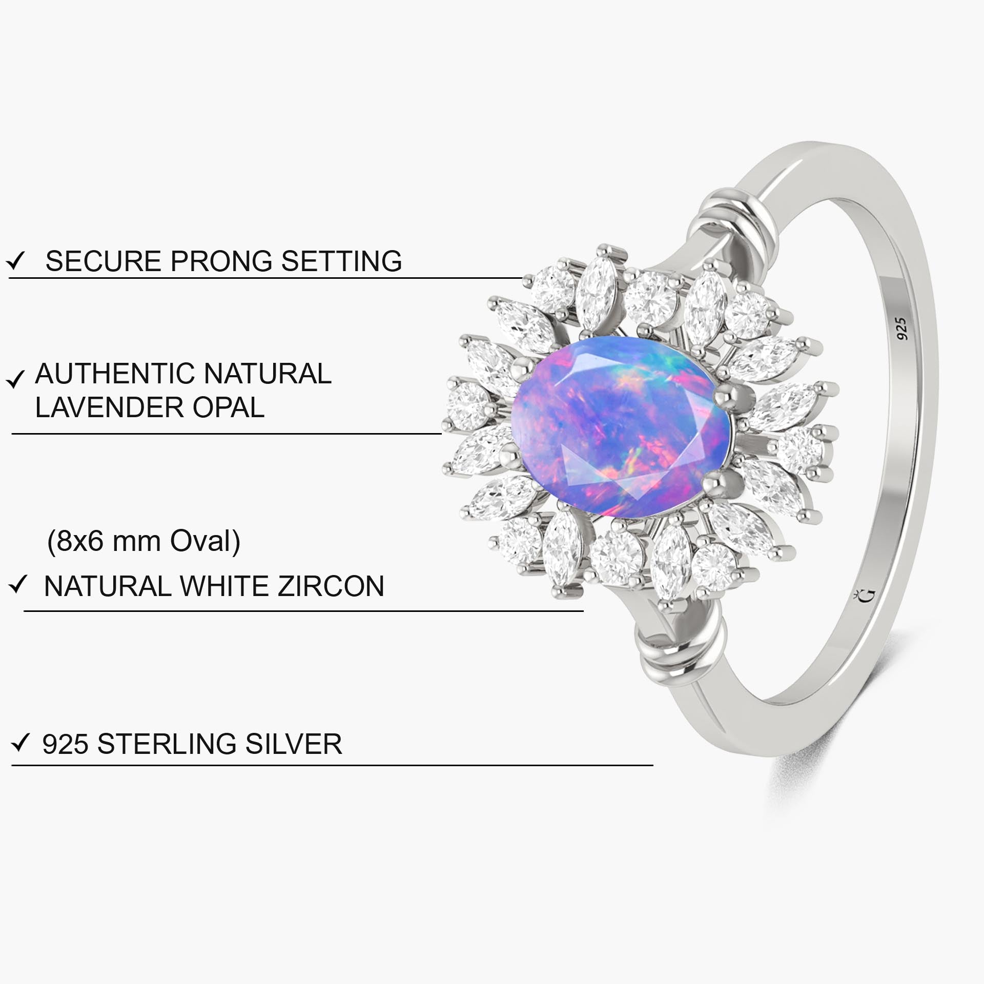 Natural Lavender fire Ethiopian opal Wedding ring for her - Goodstone Jewels