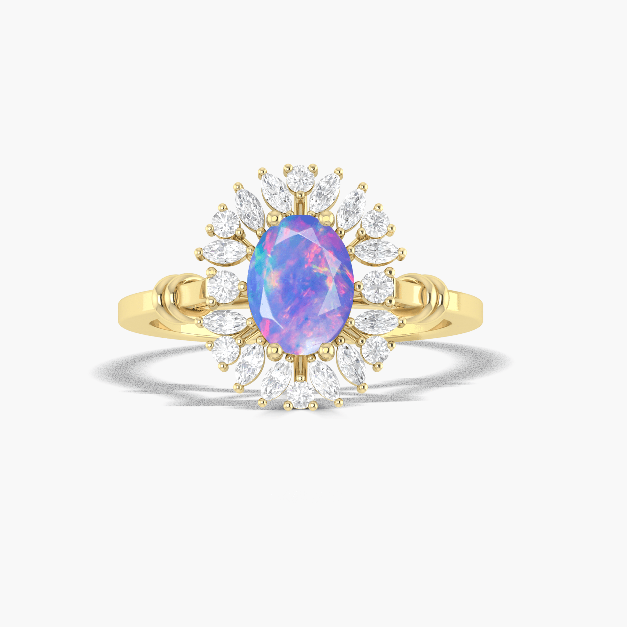 Natural Lavender fire Ethiopian opal Wedding ring for her - Goodstone Jewels