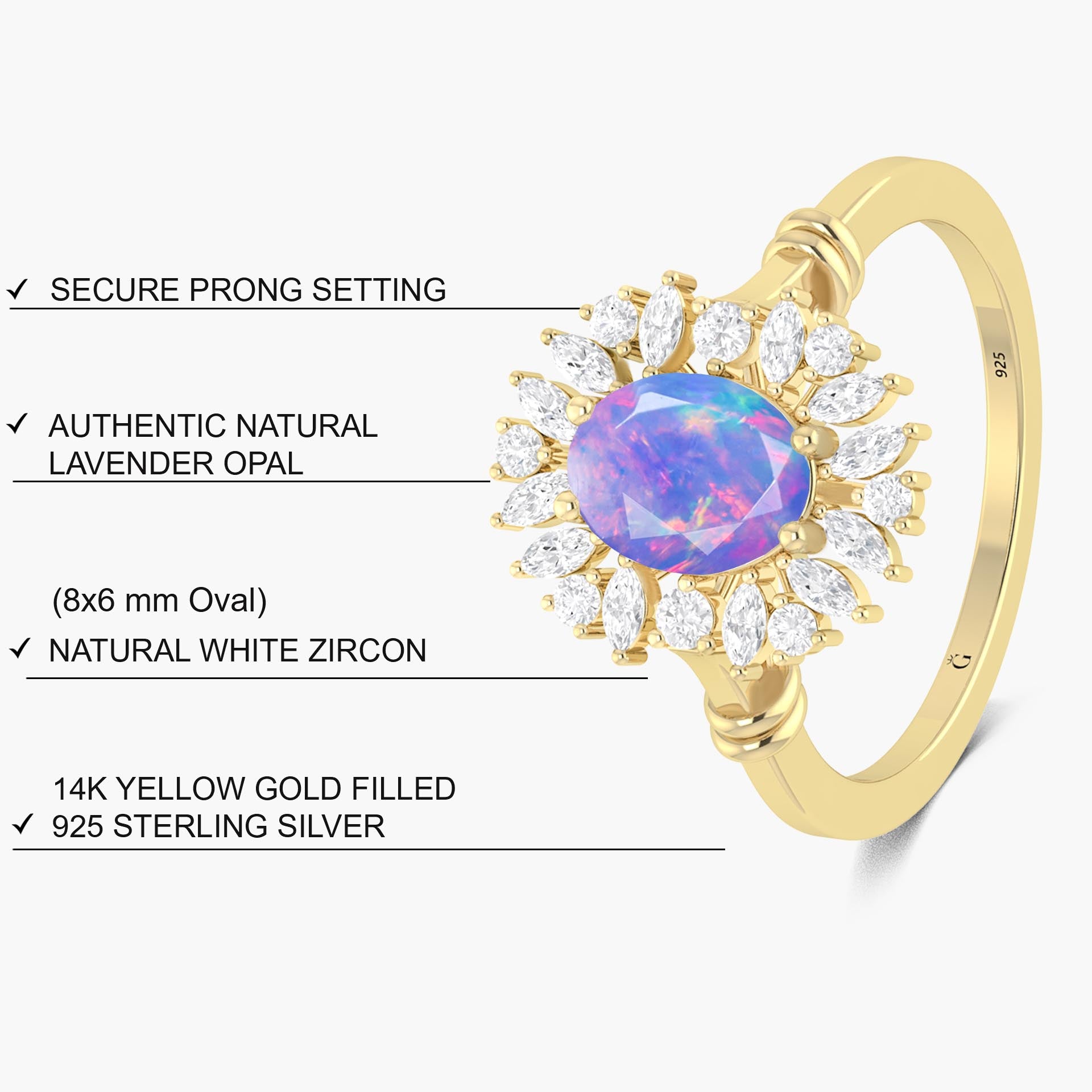 Natural Lavender fire Ethiopian opal Wedding ring for her - Goodstone Jewels
