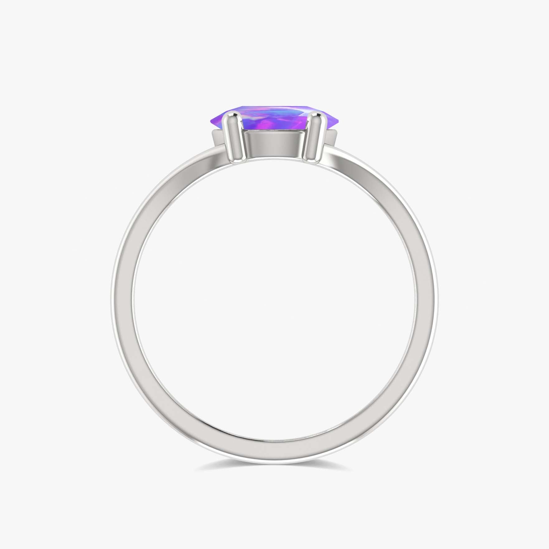 Natural Lavender Opal 1.6 Carat Round Shape Solitaire Wedding Ring - Goodstone Jewels