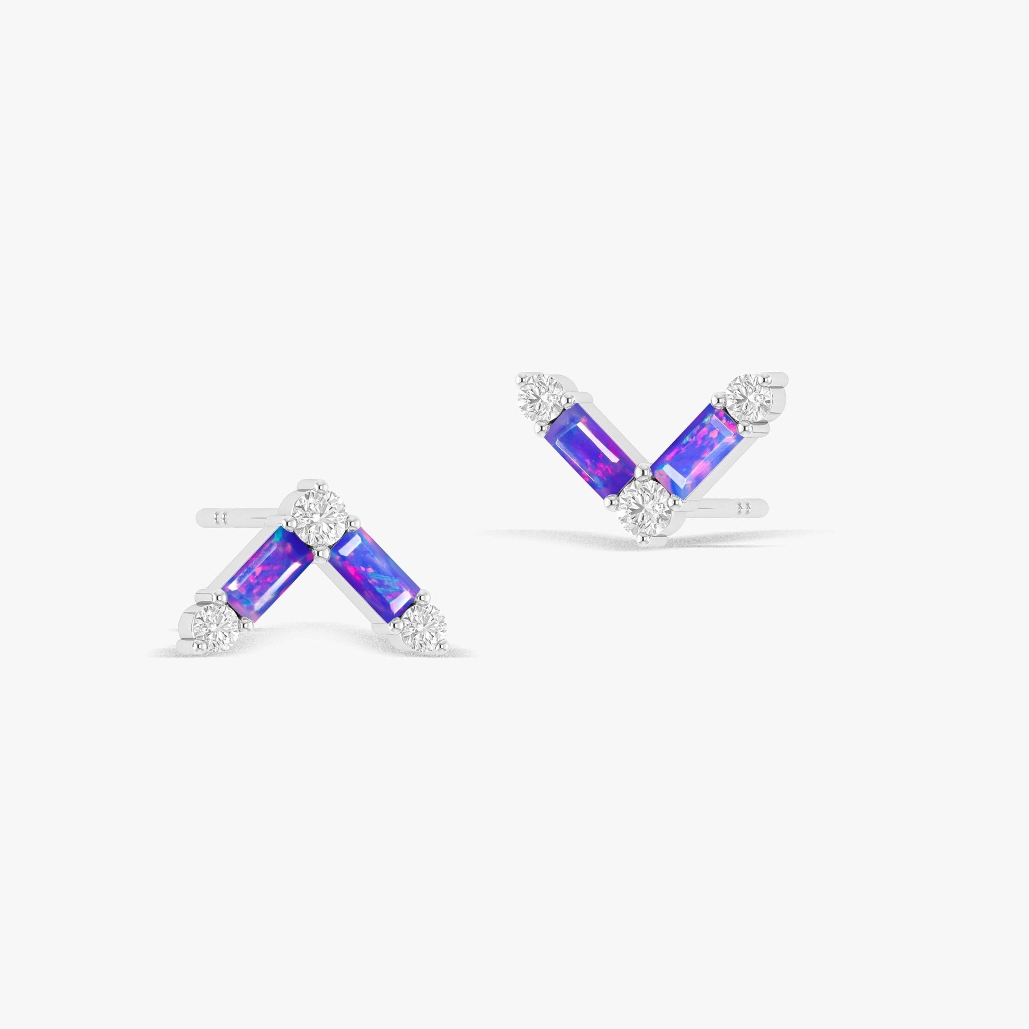 Natural Lavender Opal AV Style Stud Earrings - Goodstone Jewels