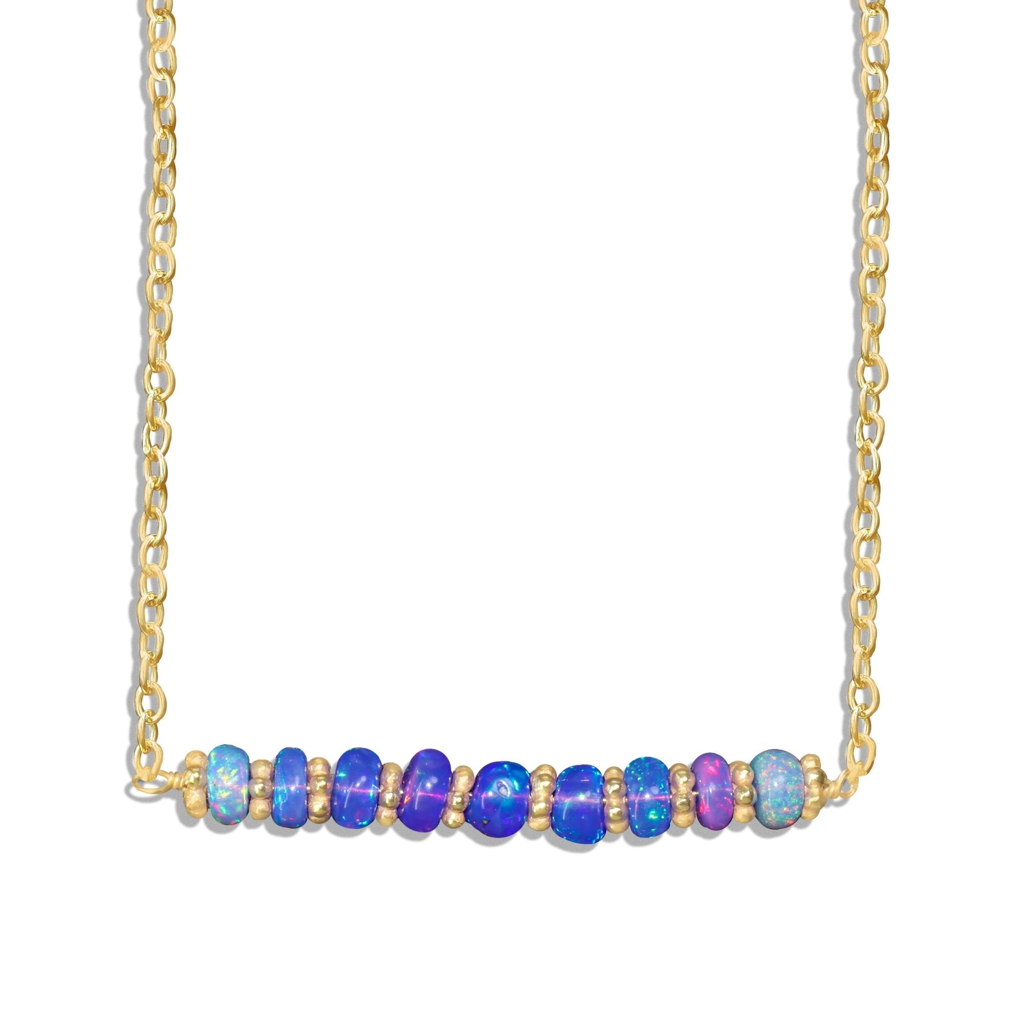 Natural Lavender Opal Bar Chain Necklace for Women - Goodstone Jewels