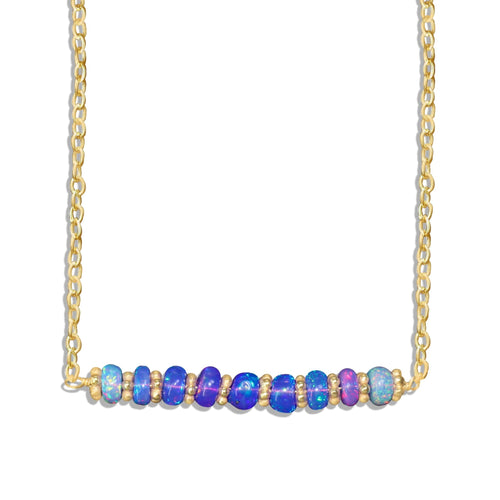 Natural Lavender Opal Bar Chain Necklace for Women