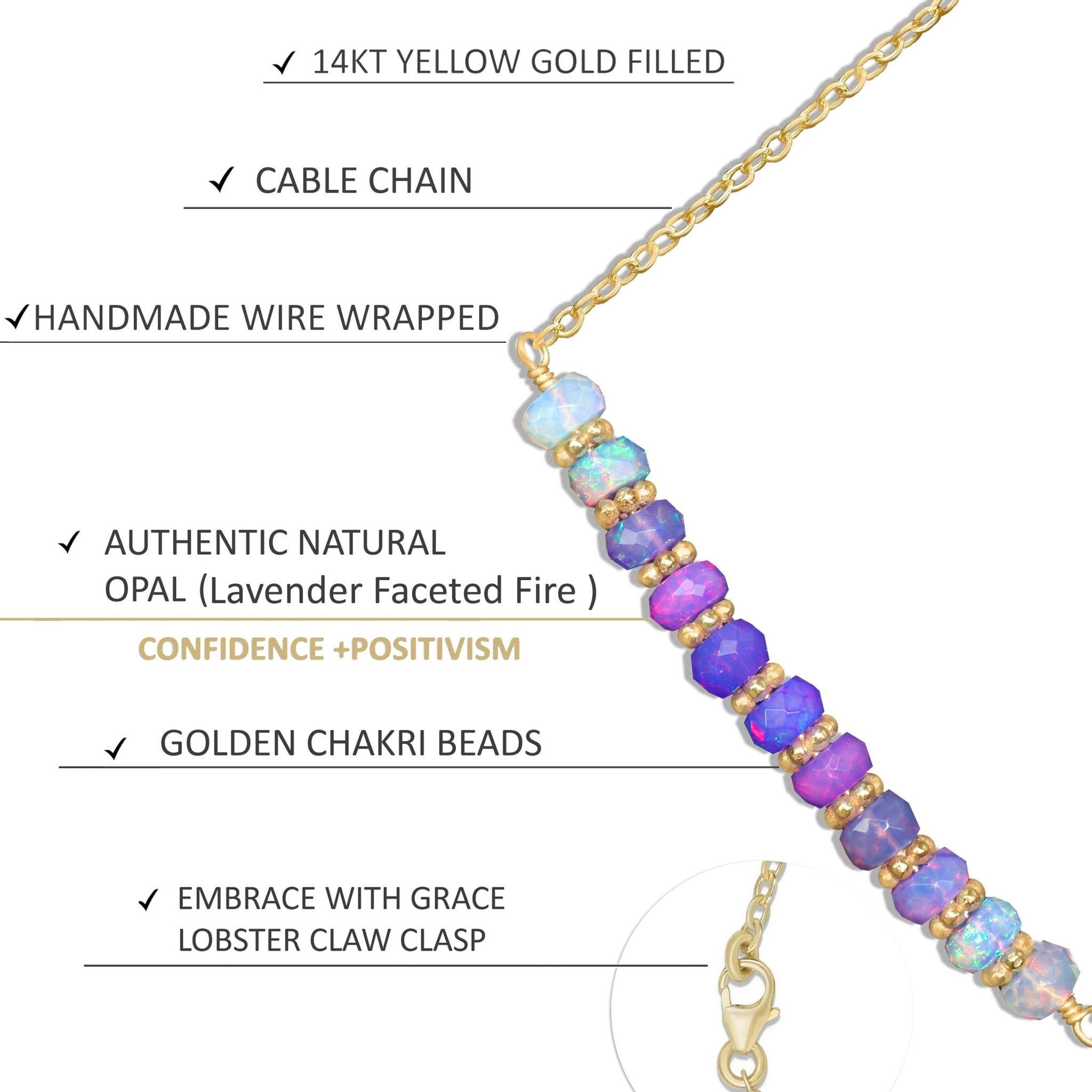 Natural Lavender Opal Beaded Bar Chain Necklace for Women - Goodstone Jewels