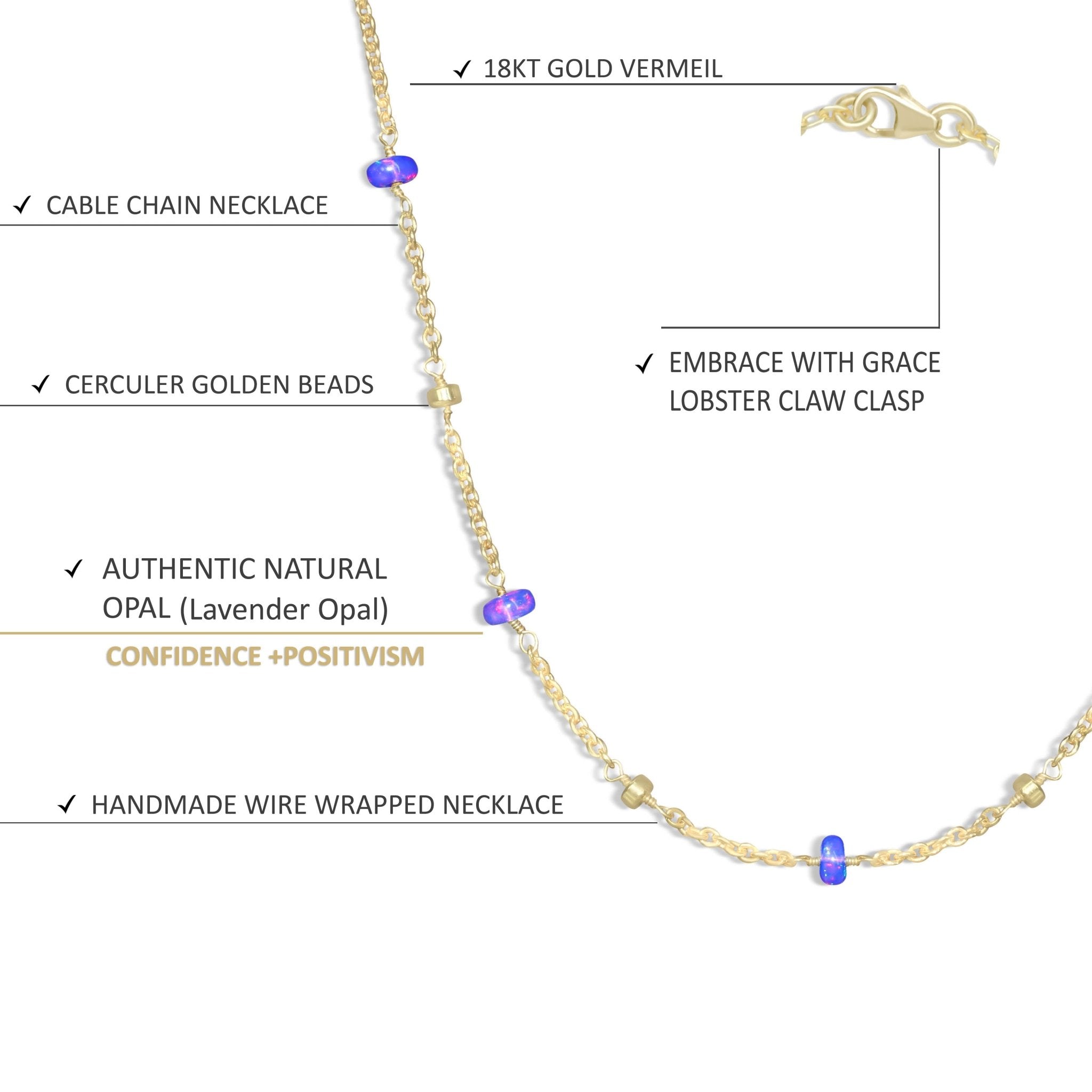 Natural Lavender Opal Beaded Chain Necklace for Women - Goodstone Jewels