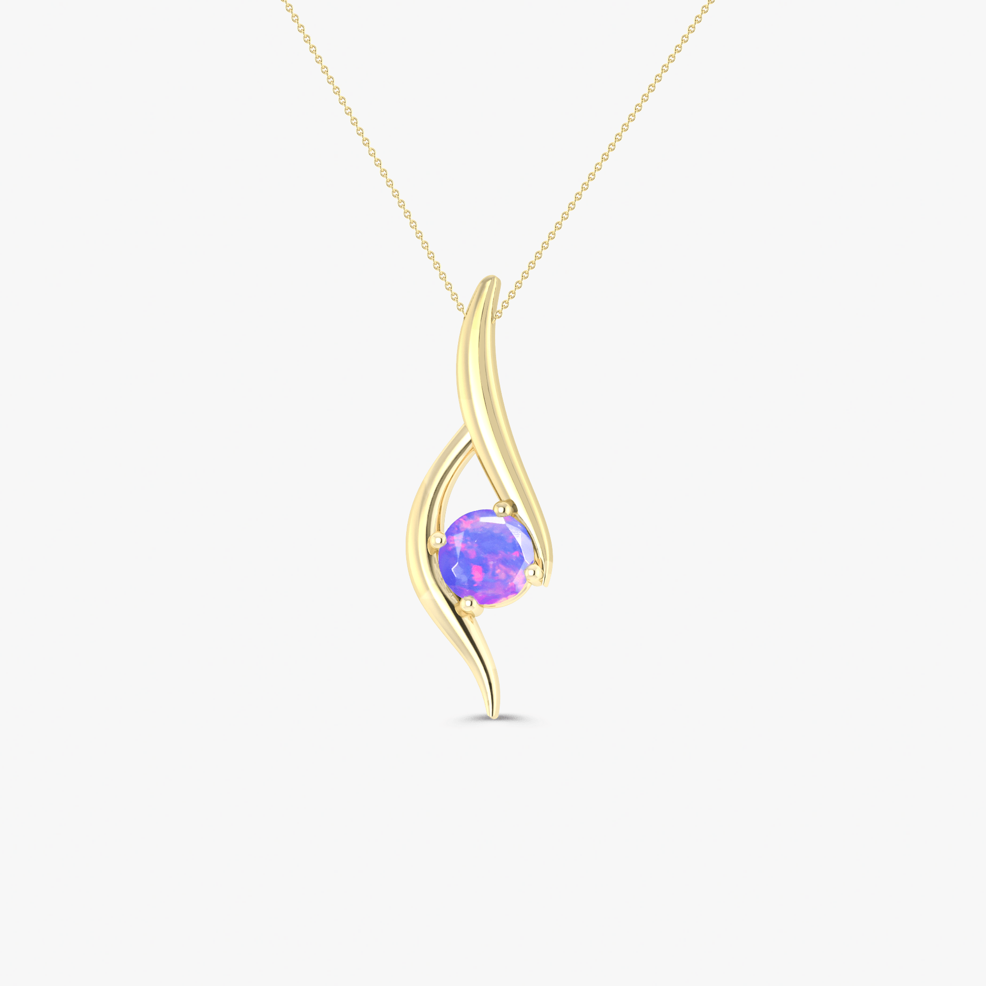Natural Lavender Opal Bypass Pendant Chain Necklace - Goodstone Jewels