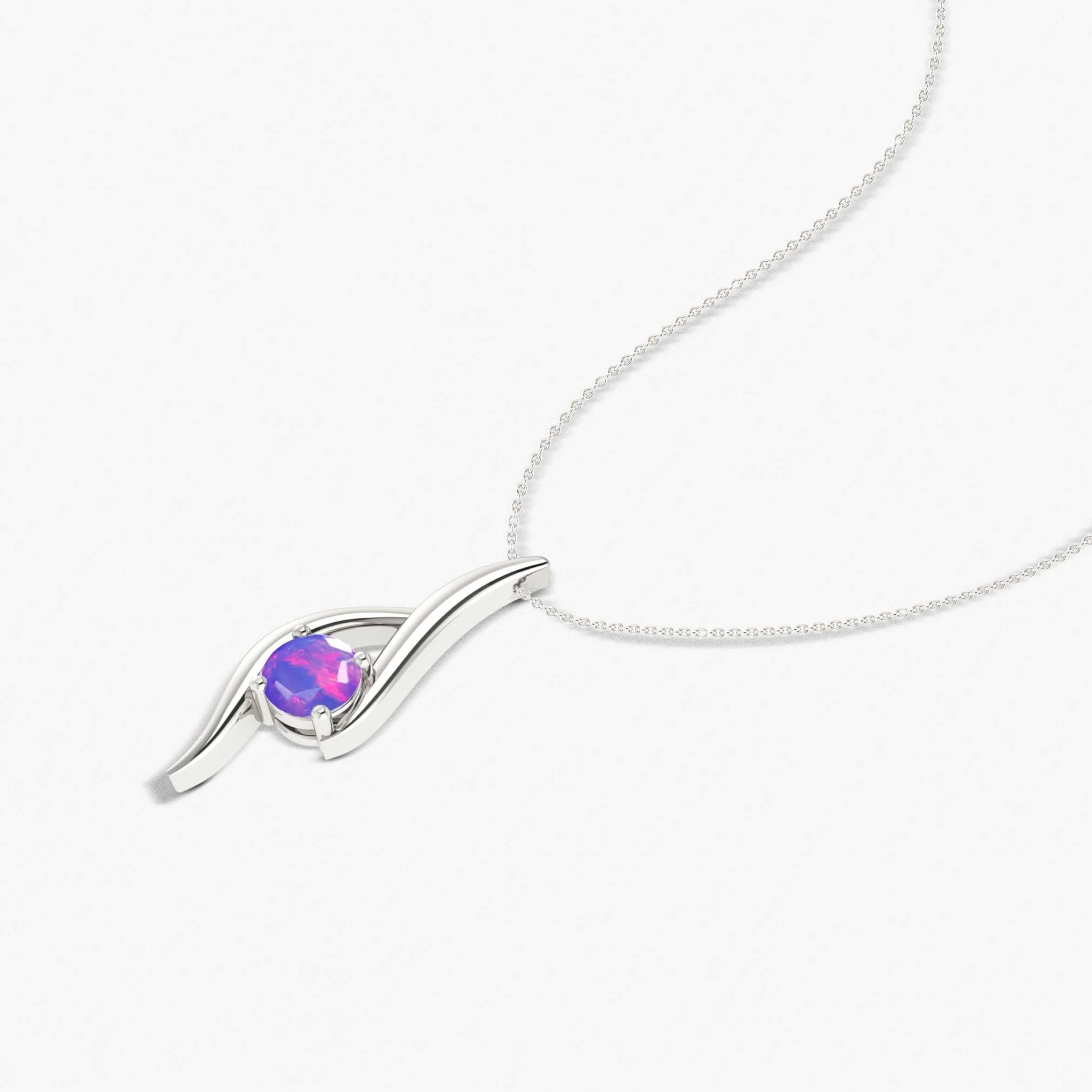Natural Lavender Opal Bypass Pendant Chain Necklace - Goodstone Jewels