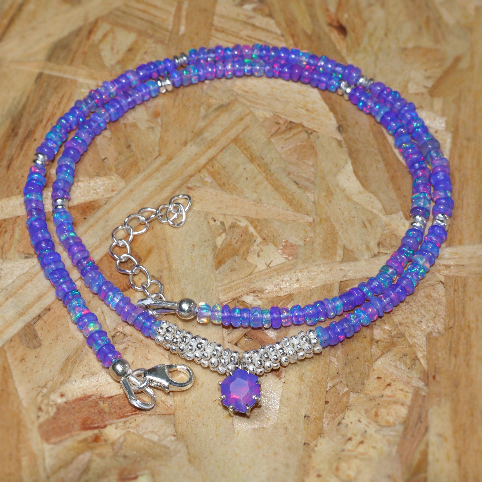 Natural Lavender Opal Charm Beaded Necklace for Women - Goodstone Jewels