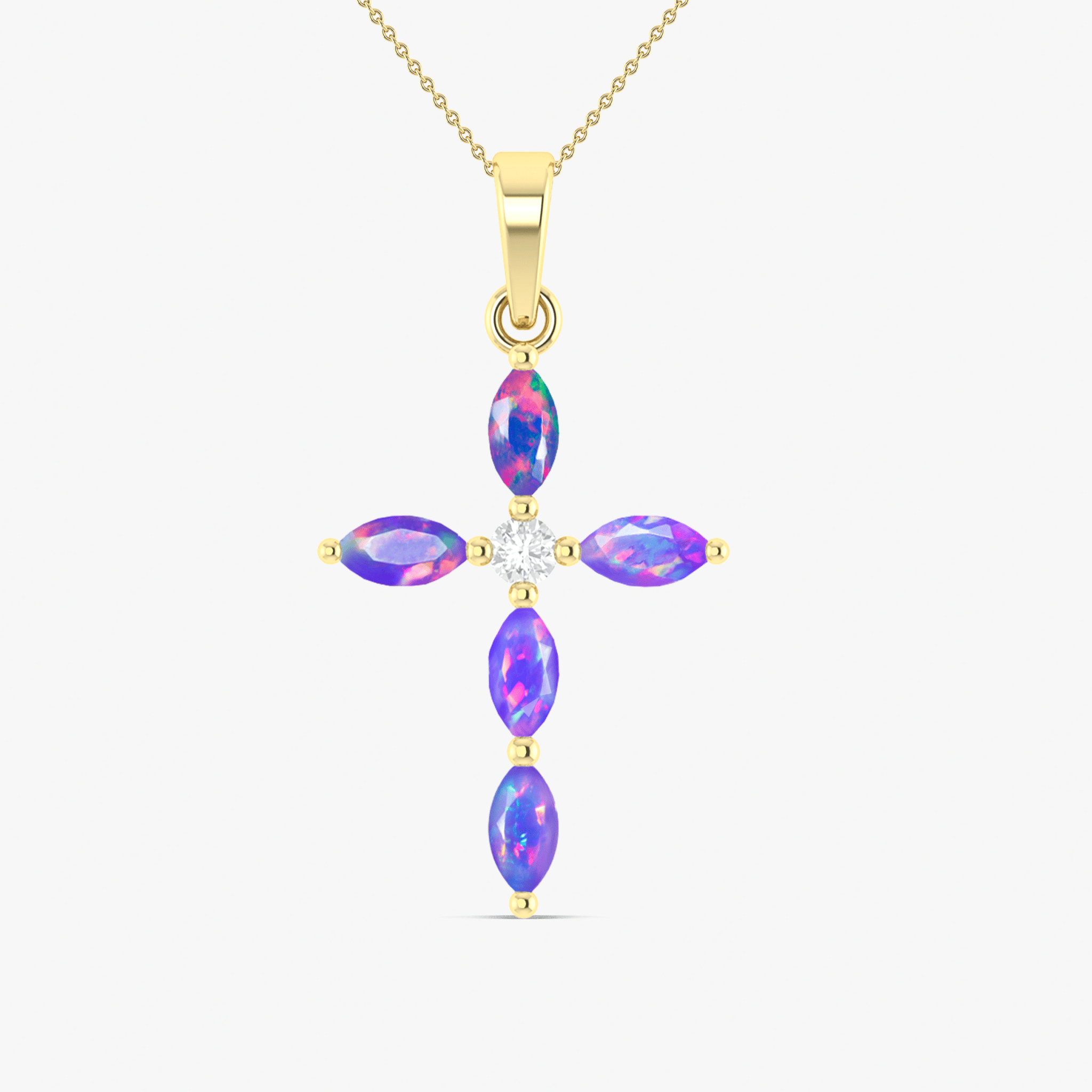 Natural Lavender Opal Cross Charm Pendant Necklace - Goodstone Jewels
