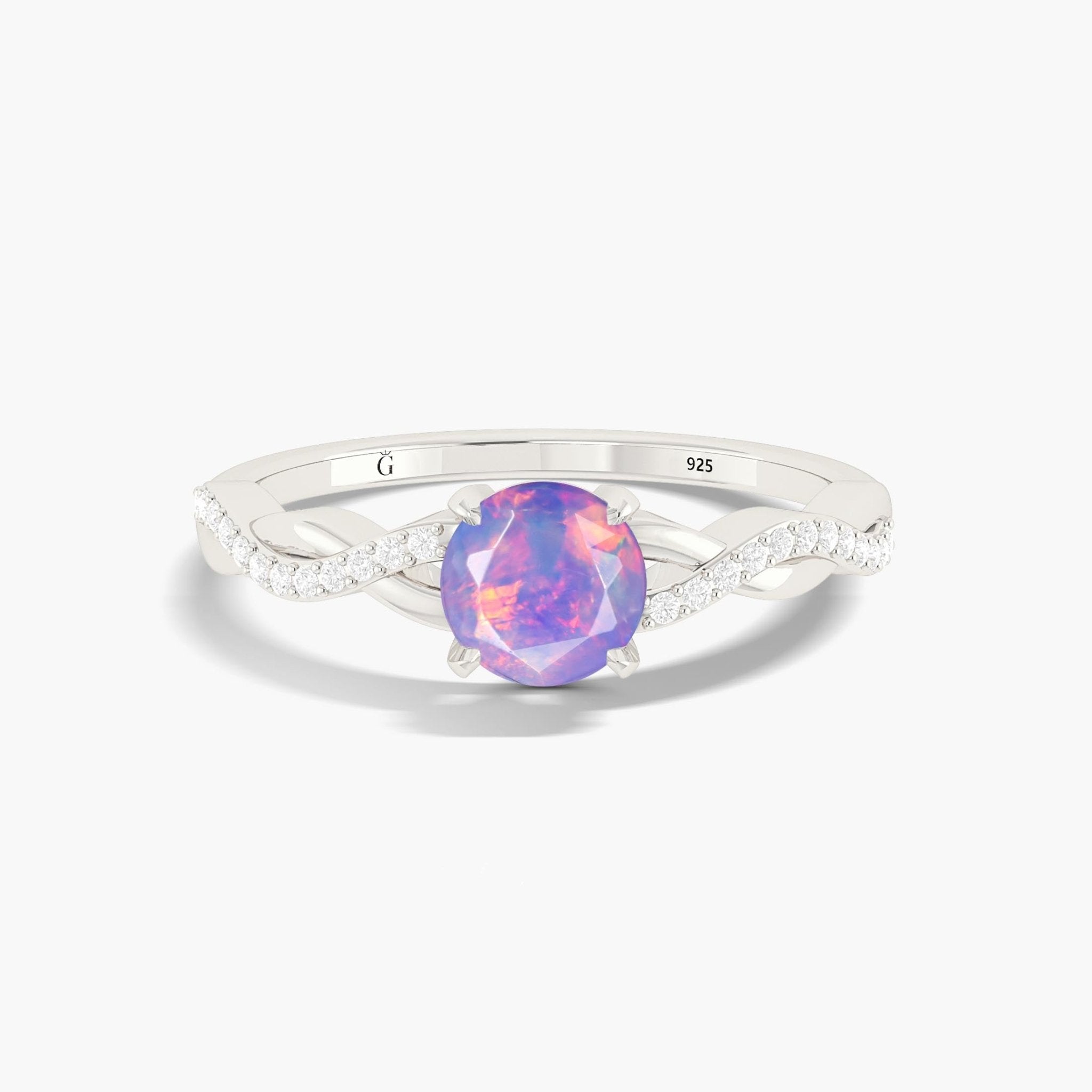 Natural Lavender Opal Crossover Ring for Womens Birthstone Jewelry - Goodstone Jewels