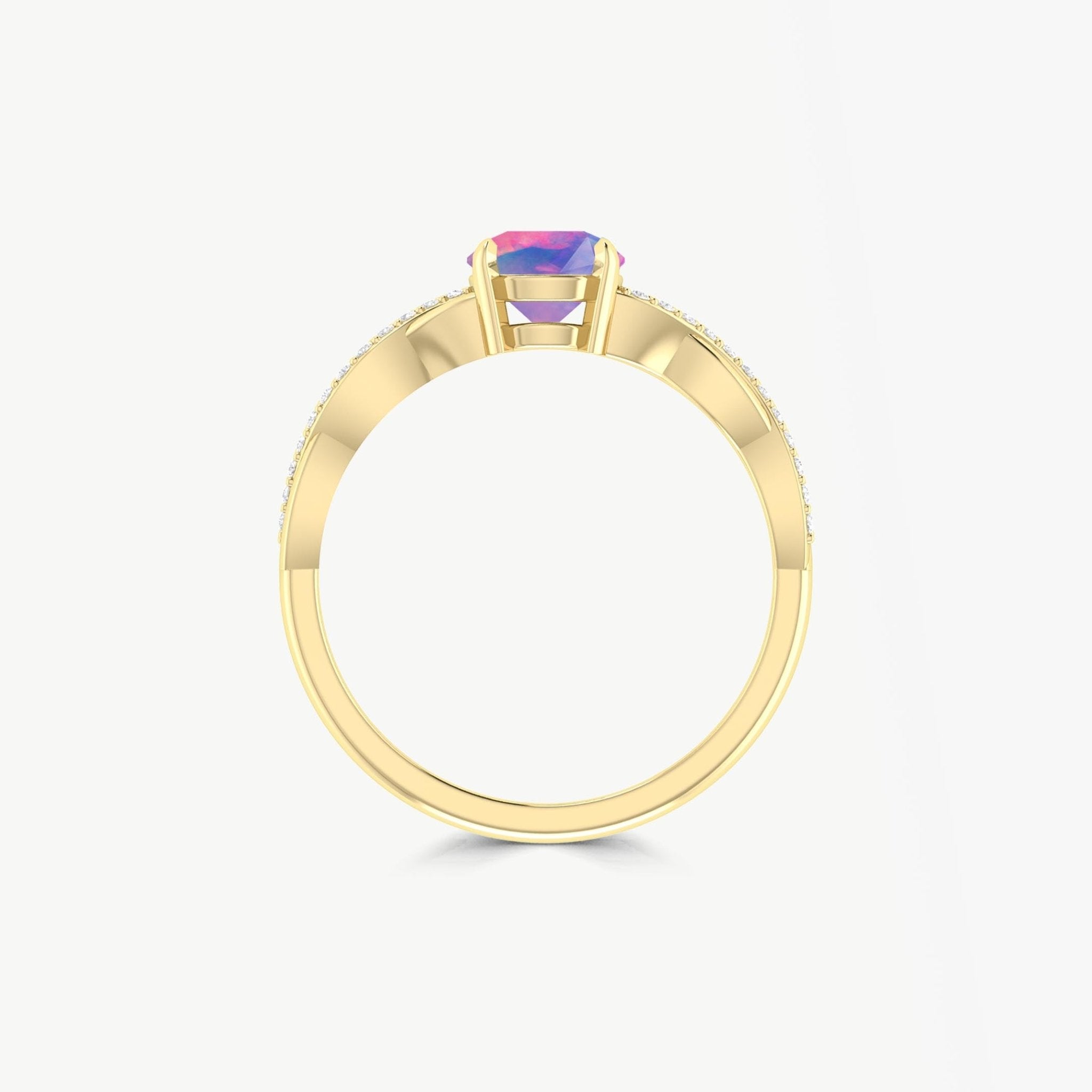 Natural Lavender Opal Crossover Ring for Womens Birthstone Jewelry - Goodstone Jewels