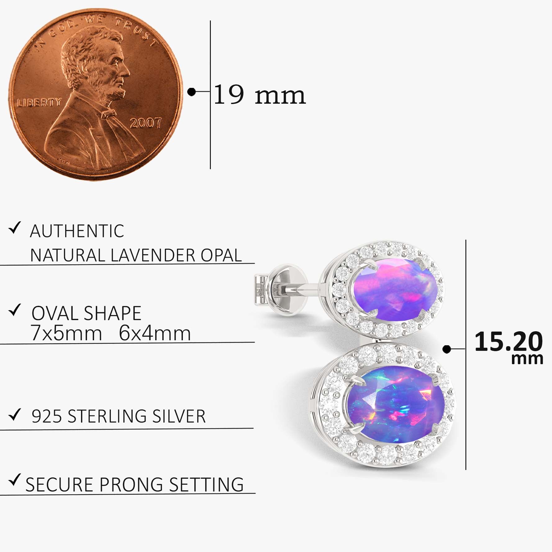 Natural Lavender Opal Dual Stone Halo Stud Earrings - Goodstone Jewels