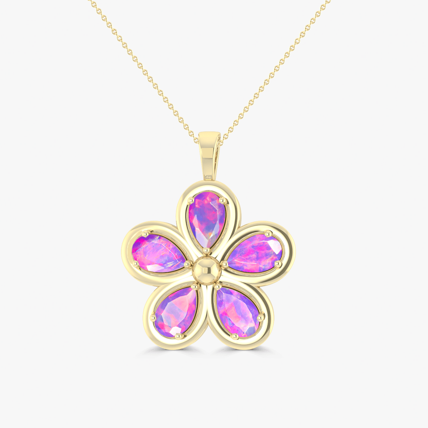 Natural Lavender Opal Flower Style Pendant Chain Necklace - Goodstone Jewels
