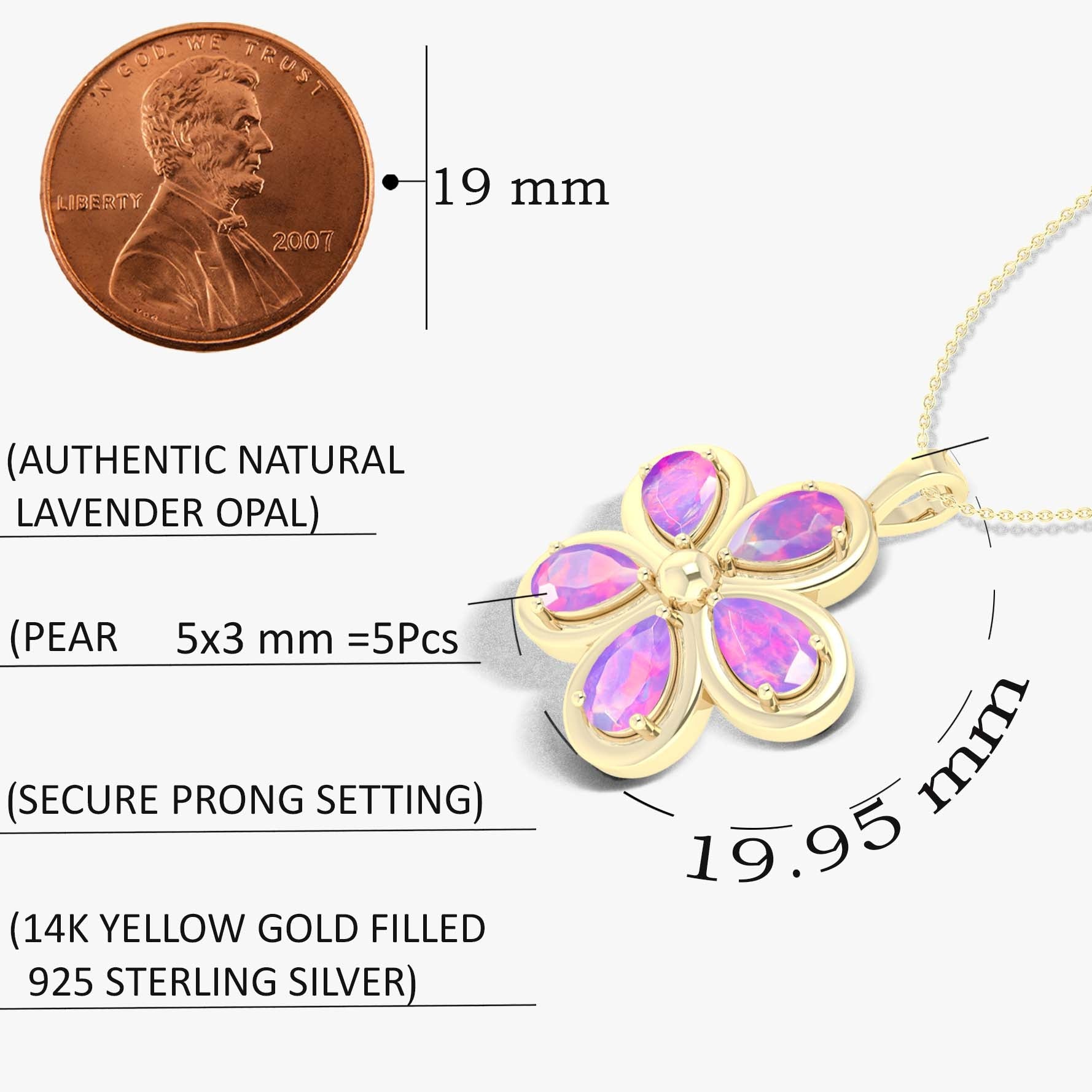 Natural Lavender Opal Flower Style Pendant Chain Necklace - Goodstone Jewels