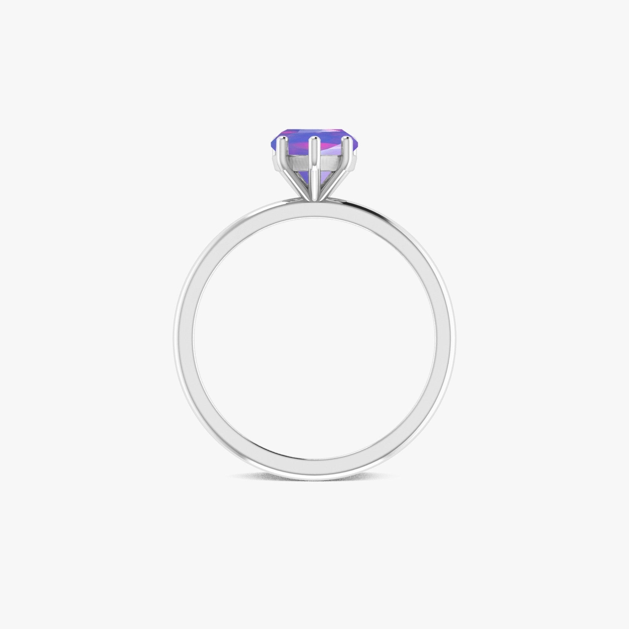 Natural Lavender Opal Gemstone Heart Ring in Yellow Gold Filled & 925 Silver - Goodstone Jewels