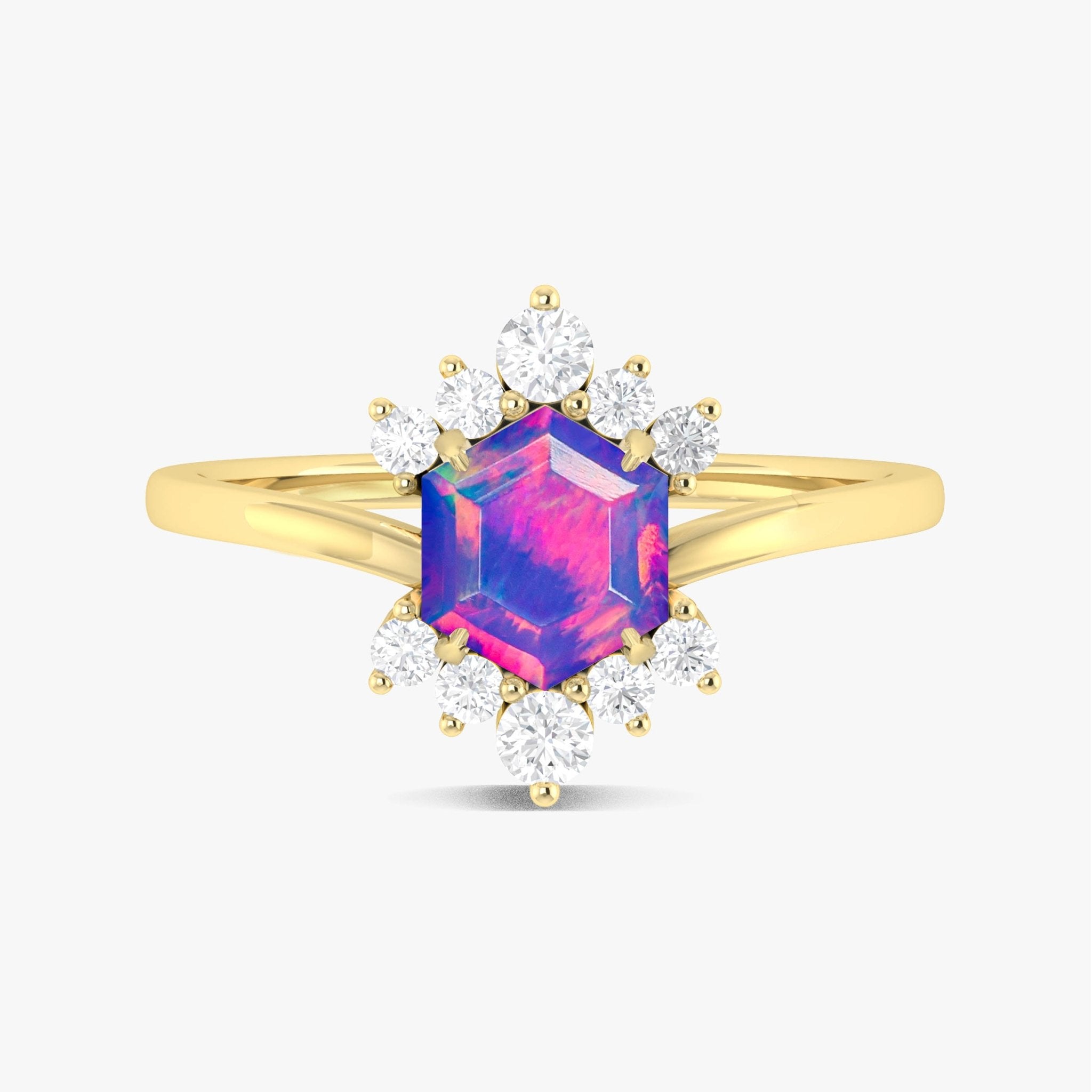 Natural Lavender Opal Hexagon Gemstone Ring - Goodstone Jewels