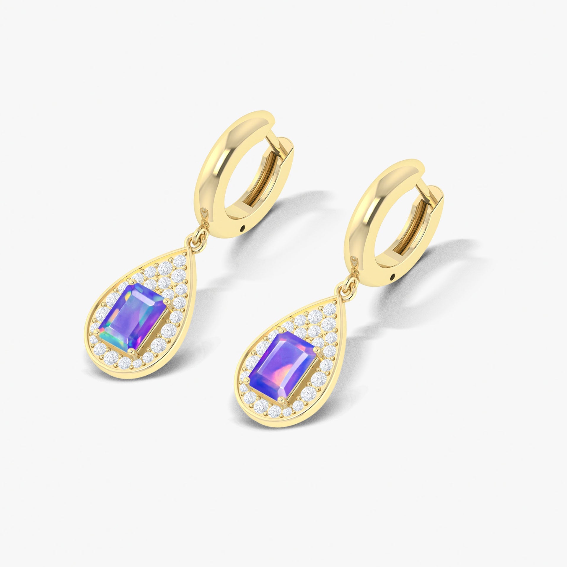 Natural Lavender Opal Hoop Tear Drop Earrings - Goodstone Jewels