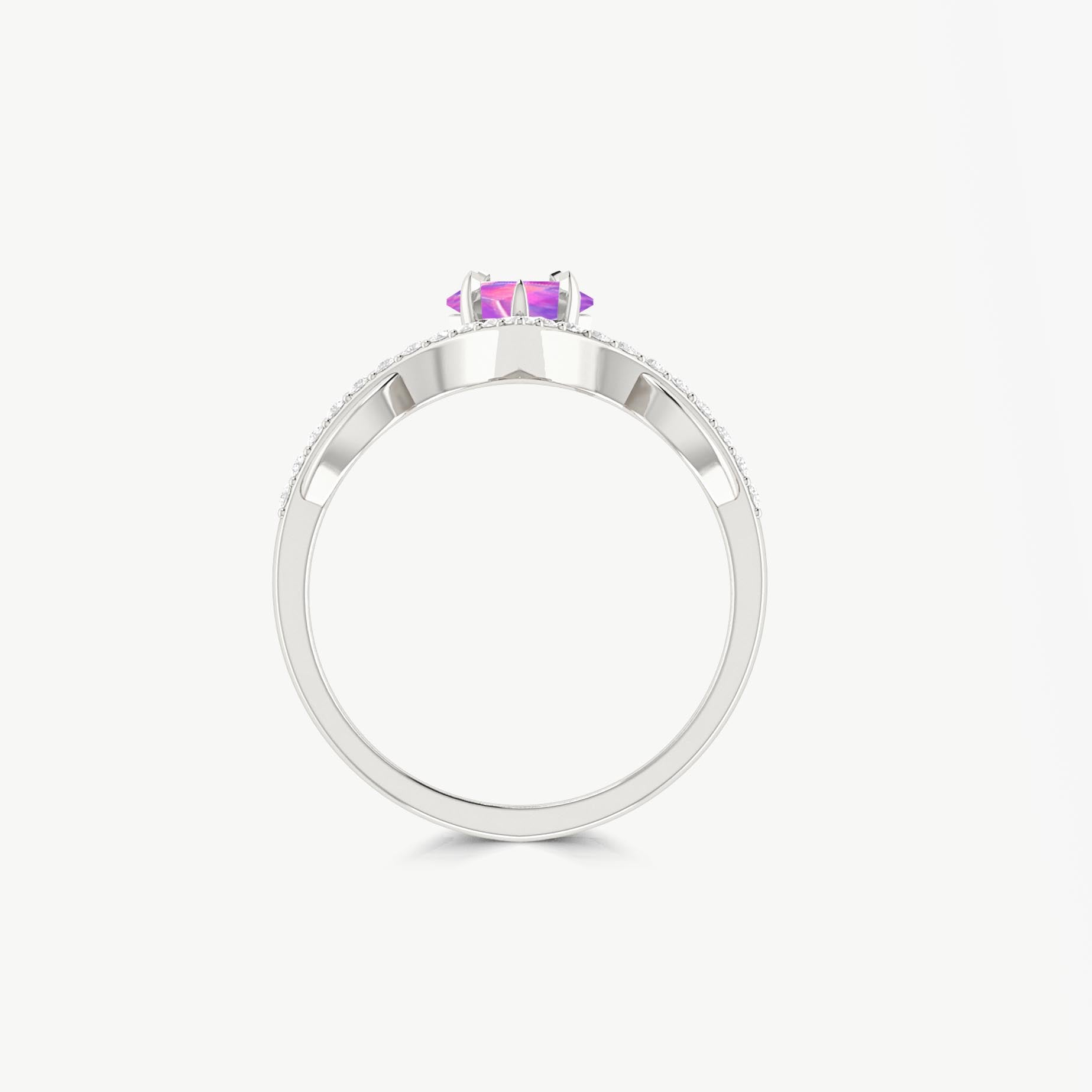 Natural Lavender Opal Kite Shape Wishbone Ring - Goodstone Jewels