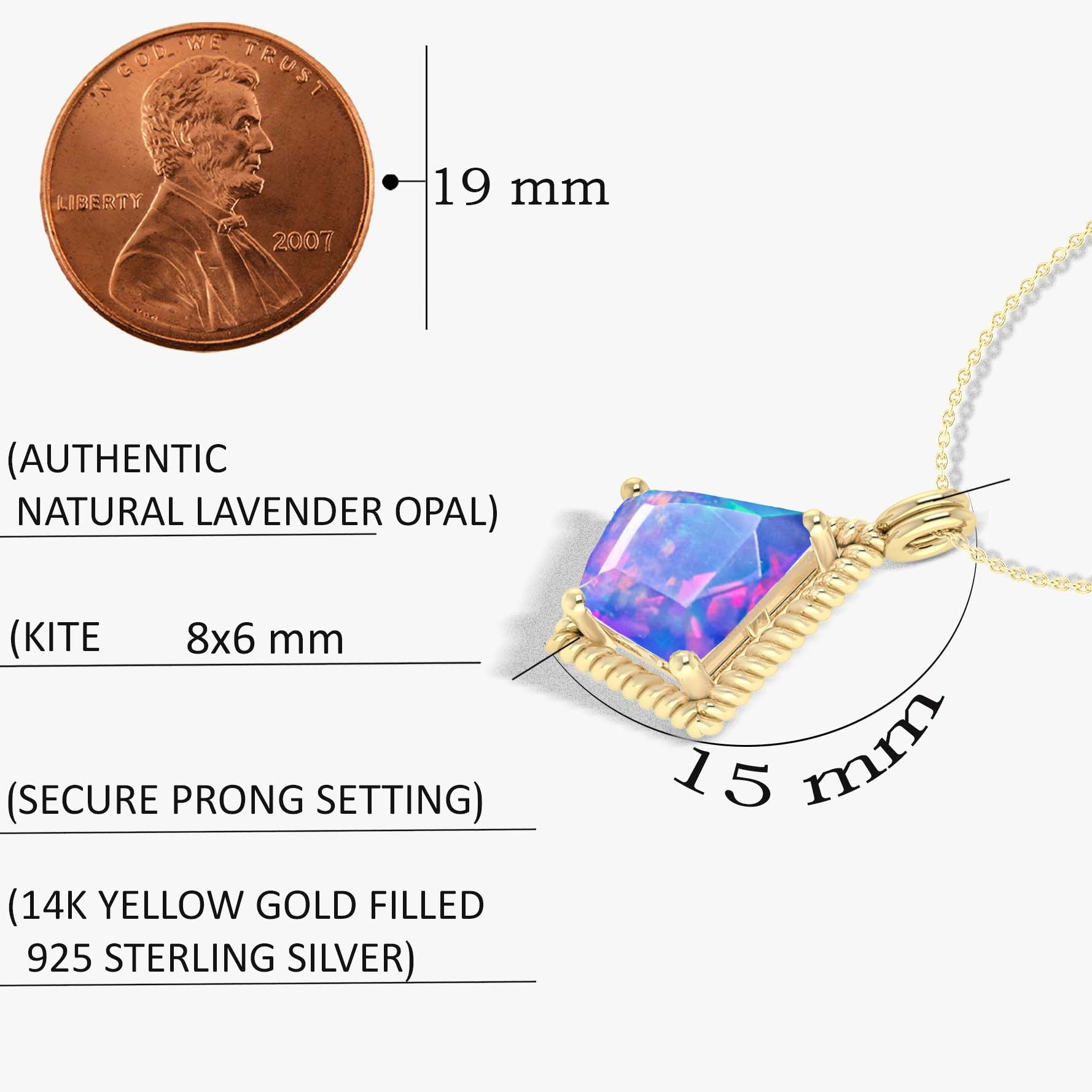 Natural Lavender Opal Kite Style Chain Pendant Necklace - Goodstone Jewels