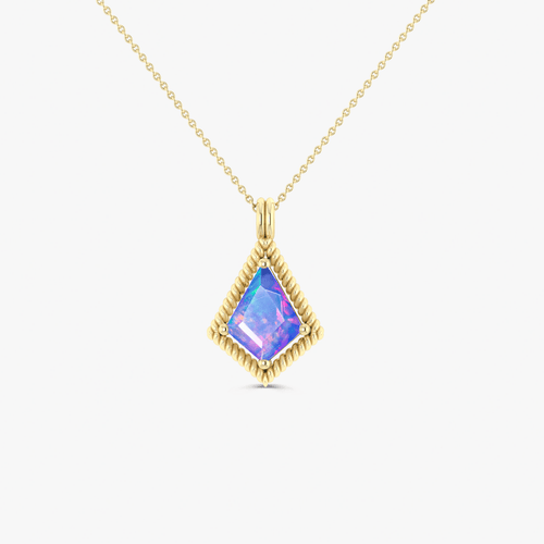 Natural Lavender Opal Kite Style Chain Pendant Necklace