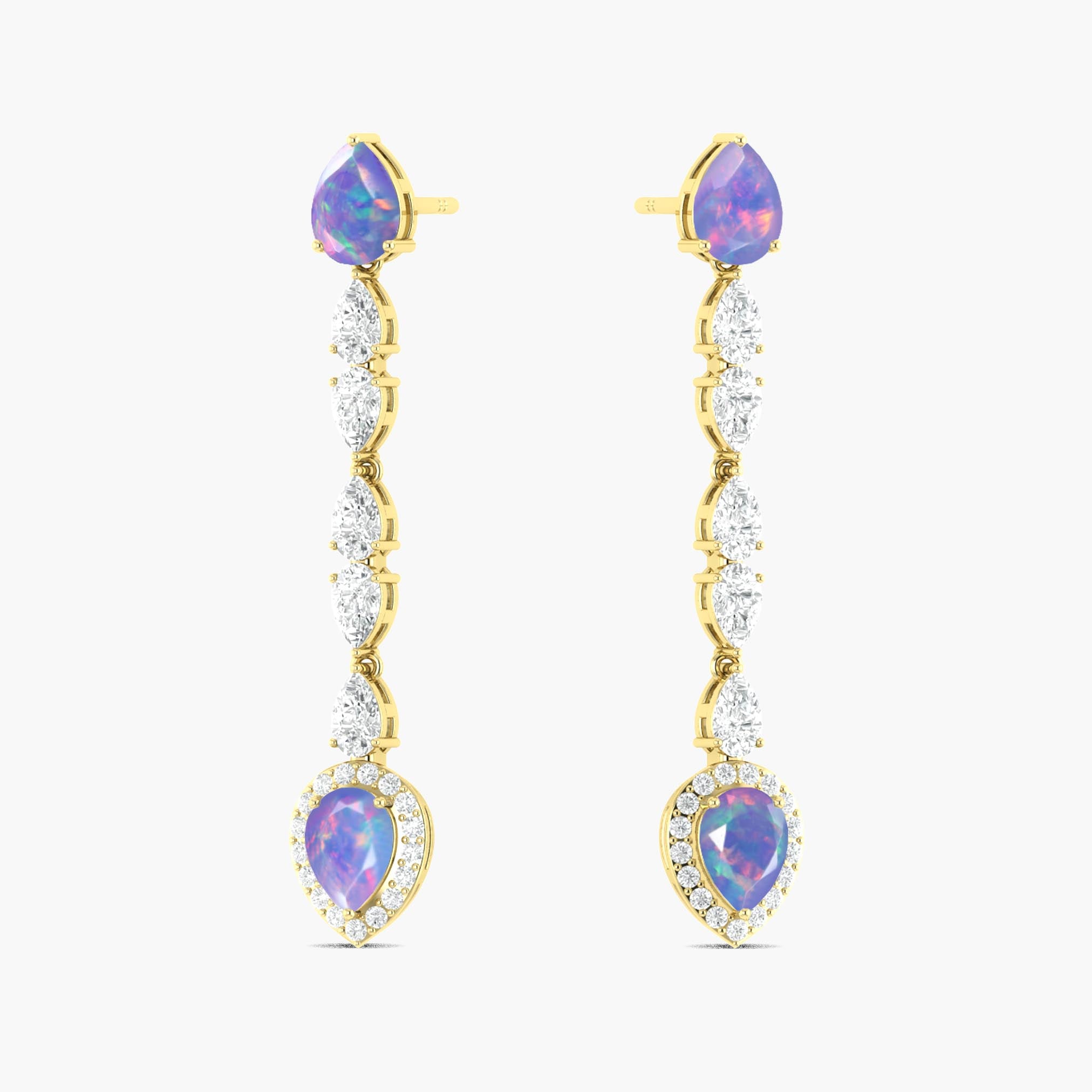Natural Lavender Opal Long Drop Stud Earring - Goodstone Jewels