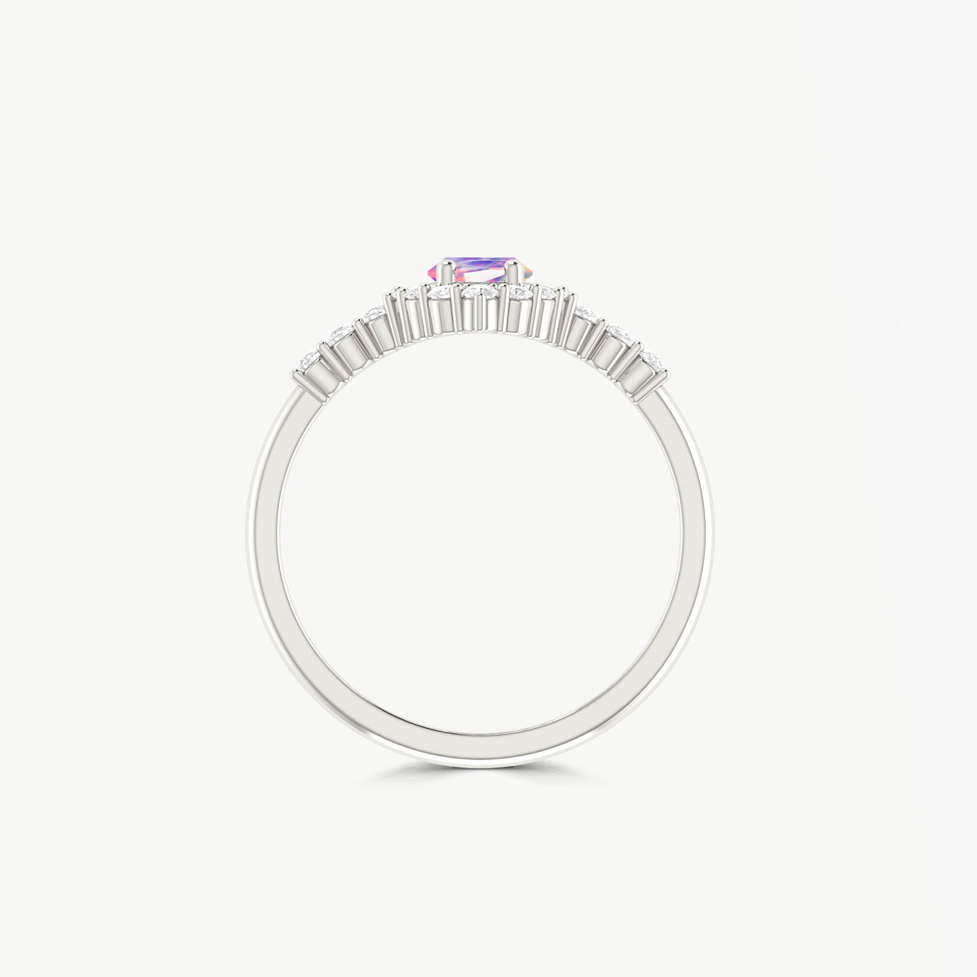 Natural Lavender Opal Marquise Shape Halo Wedding Ring - Goodstone Jewels