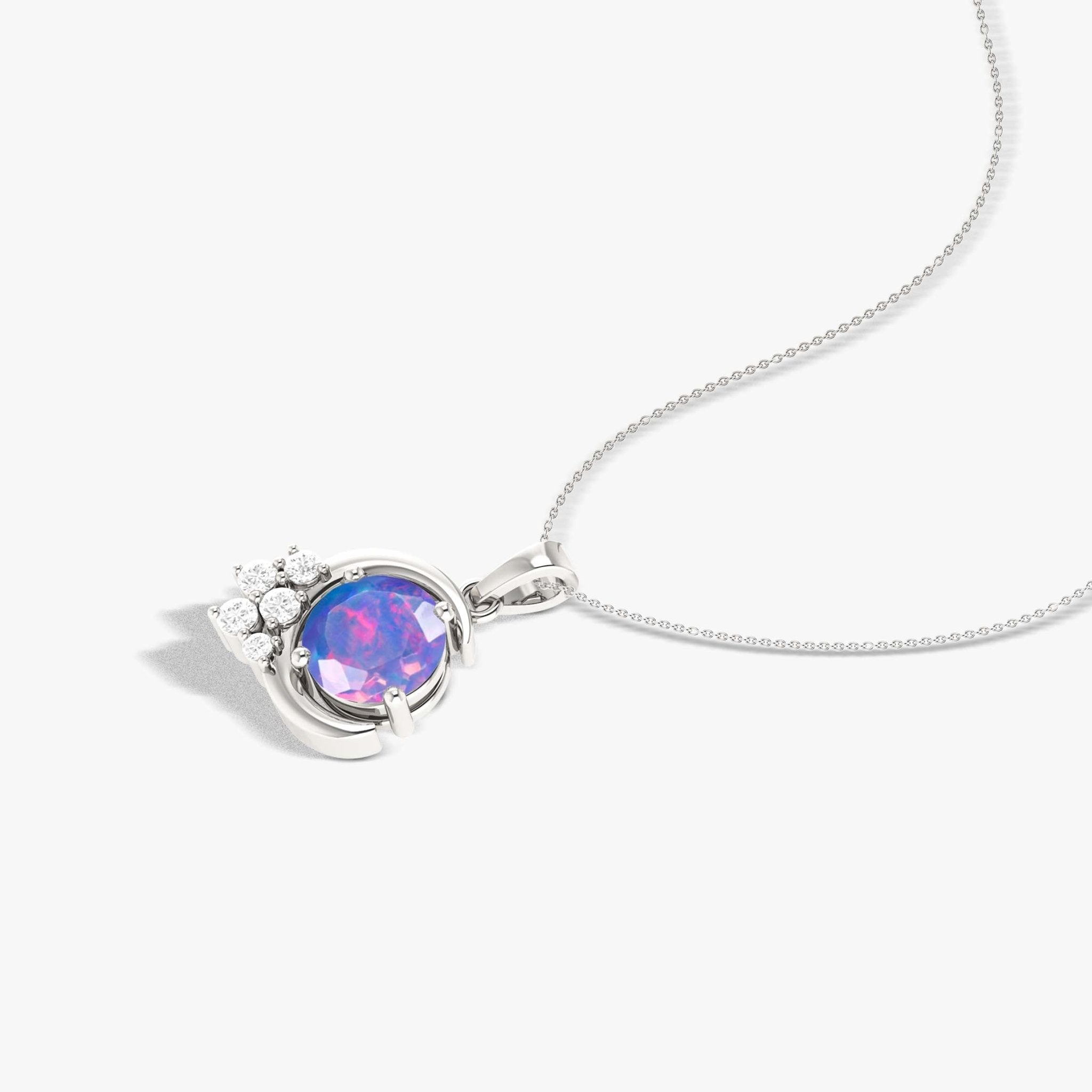 Natural Lavender Opal Moon Charm Pendant Necklace - Goodstone Jewels
