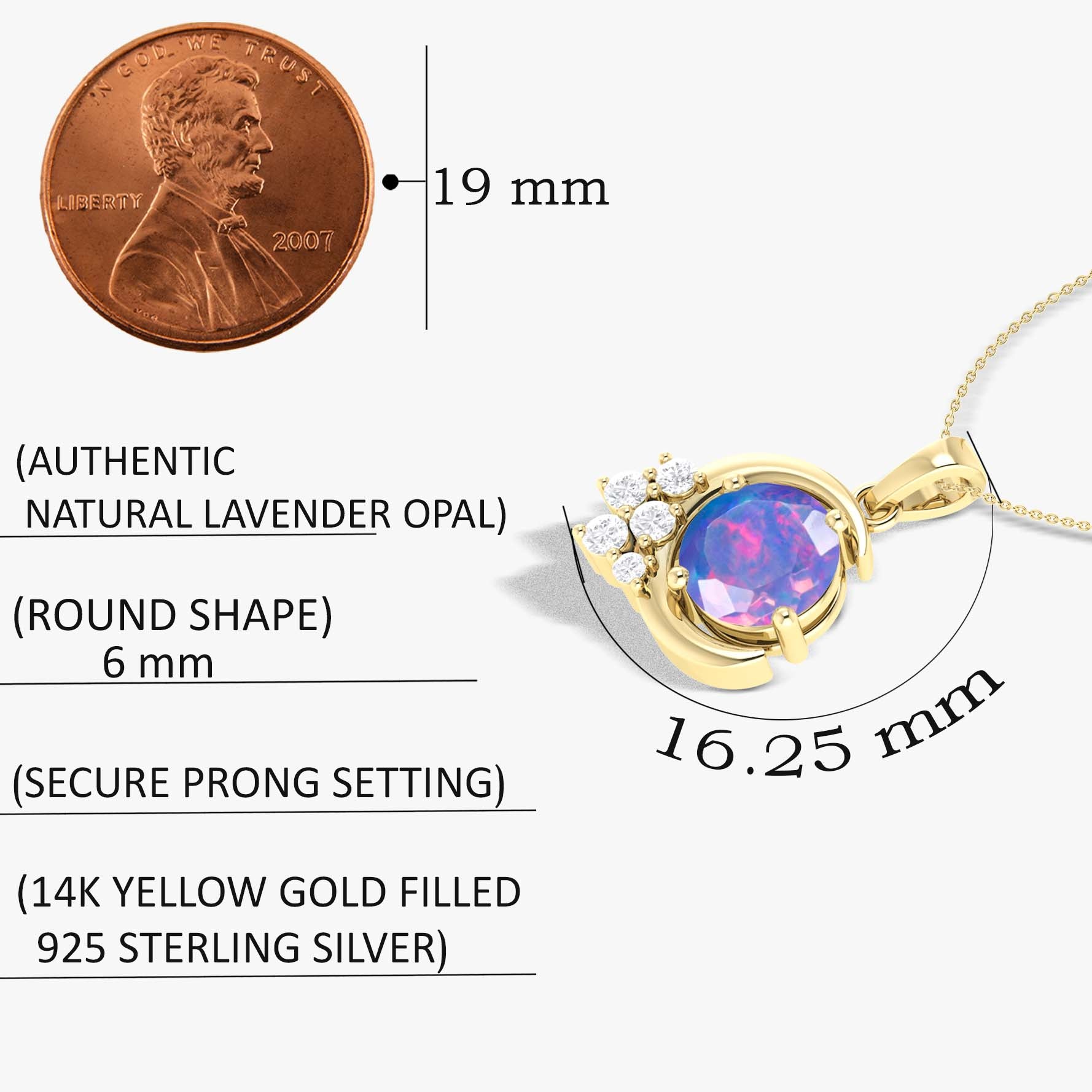 Natural Lavender Opal Moon Charm Pendant Necklace - Goodstone Jewels