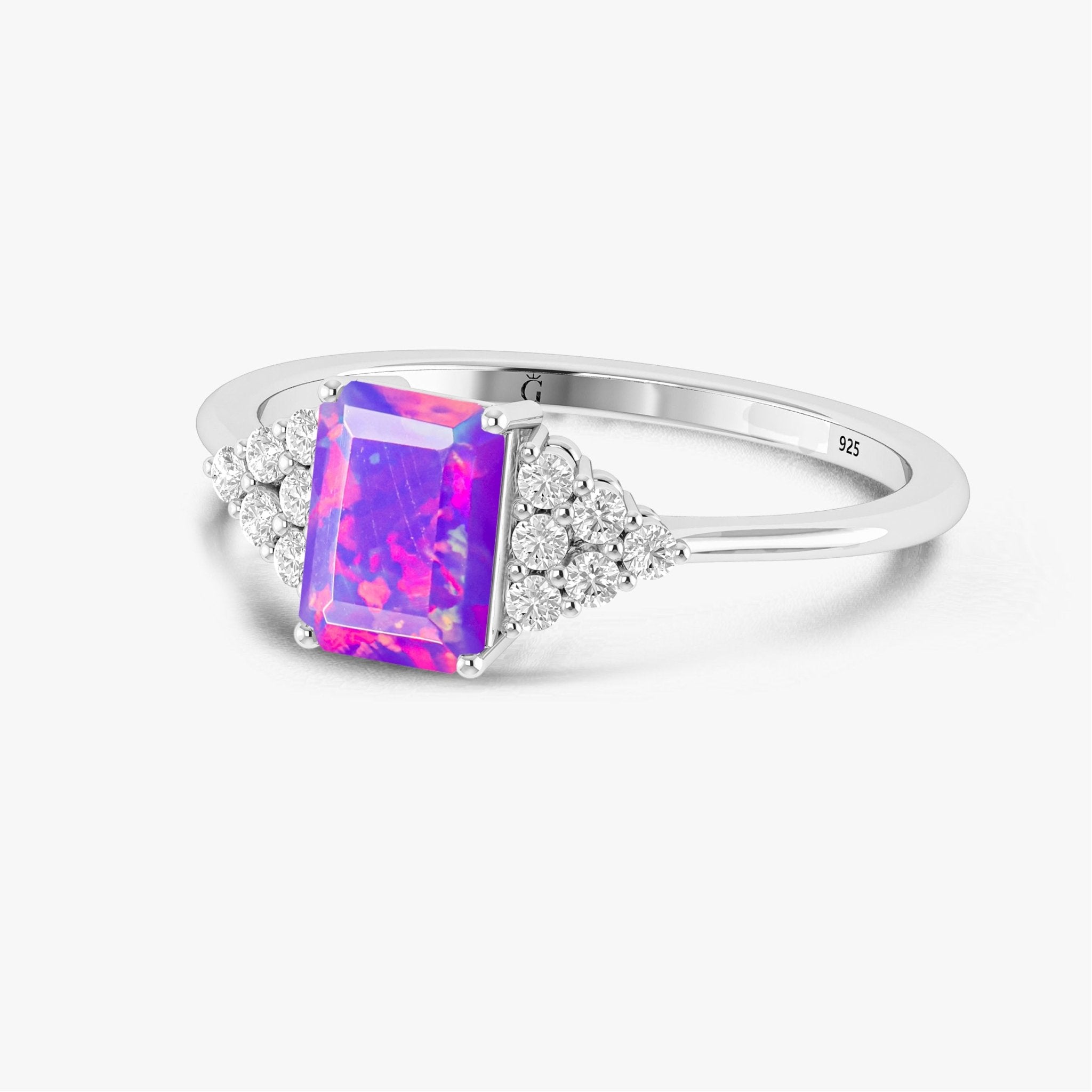 Natural Lavender Opal Octagon Stone Solitaire Ring in Yellow Gold Filled & Sterling Silver - Goodstone Jewels