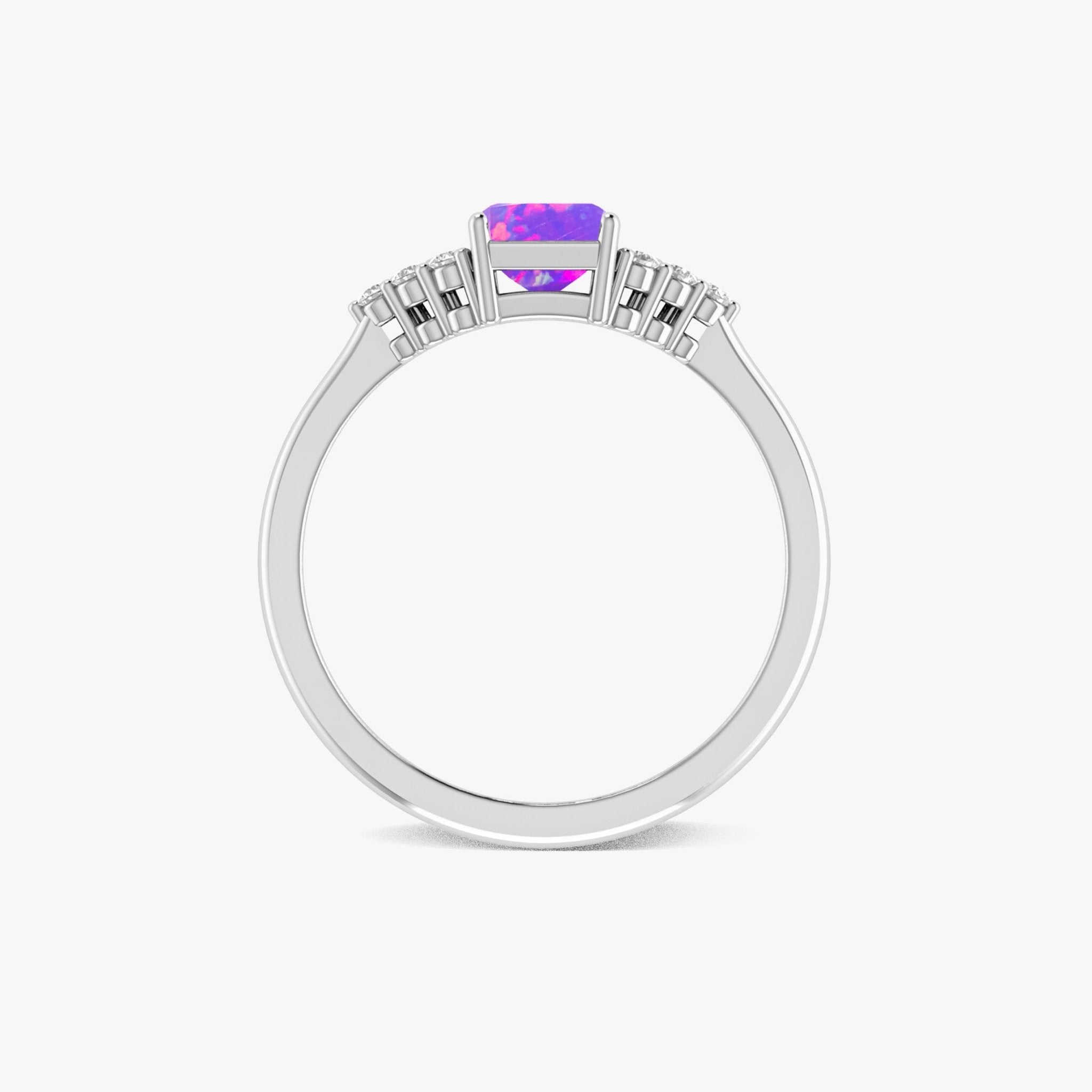 Natural Lavender Opal Octagon Stone Solitaire Ring in Yellow Gold Filled & Sterling Silver - Goodstone Jewels