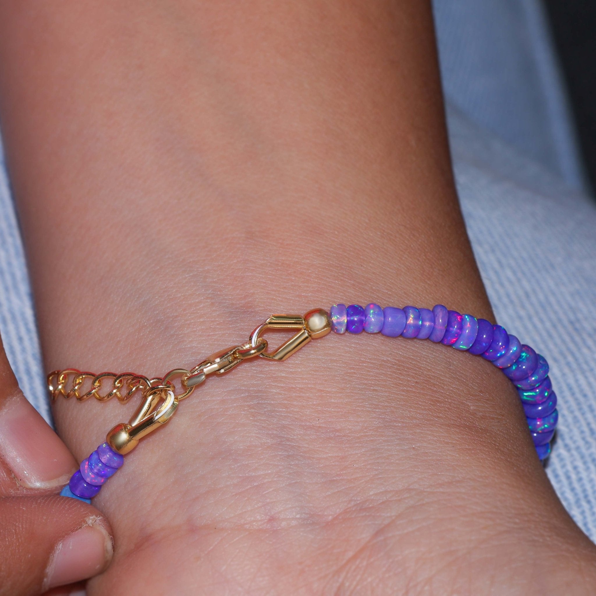 Natural Lavender Opal Plain Beaded Bracelet Handmade Jewelry - Goodstone Jewels