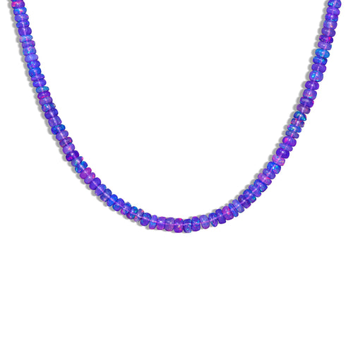 Natural Lavender Opal Plain Beaded Necklace for Women
