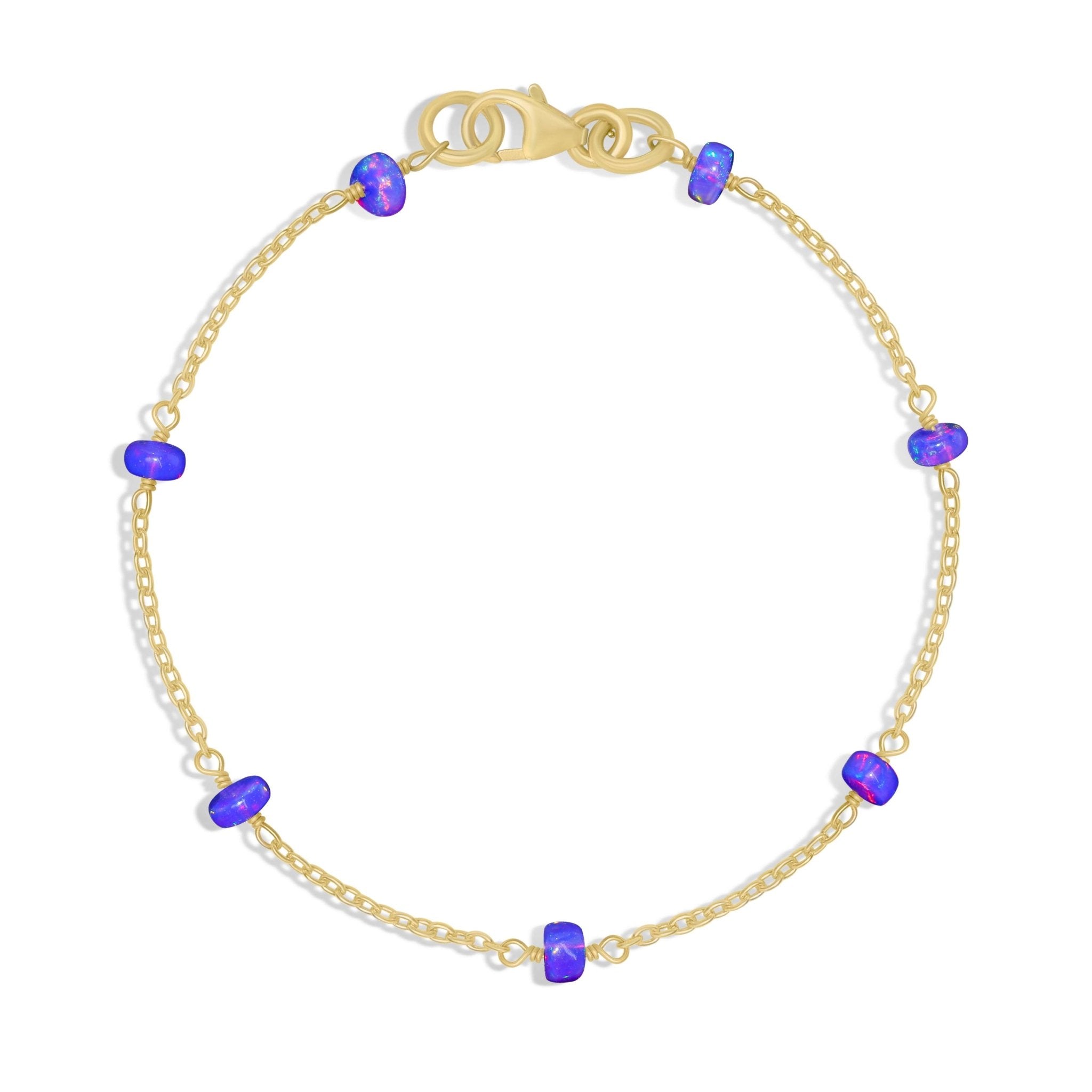 Natural Lavender Opal Rondelle Minimalist Chain Beaded Bracelet - Goodstone Jewels