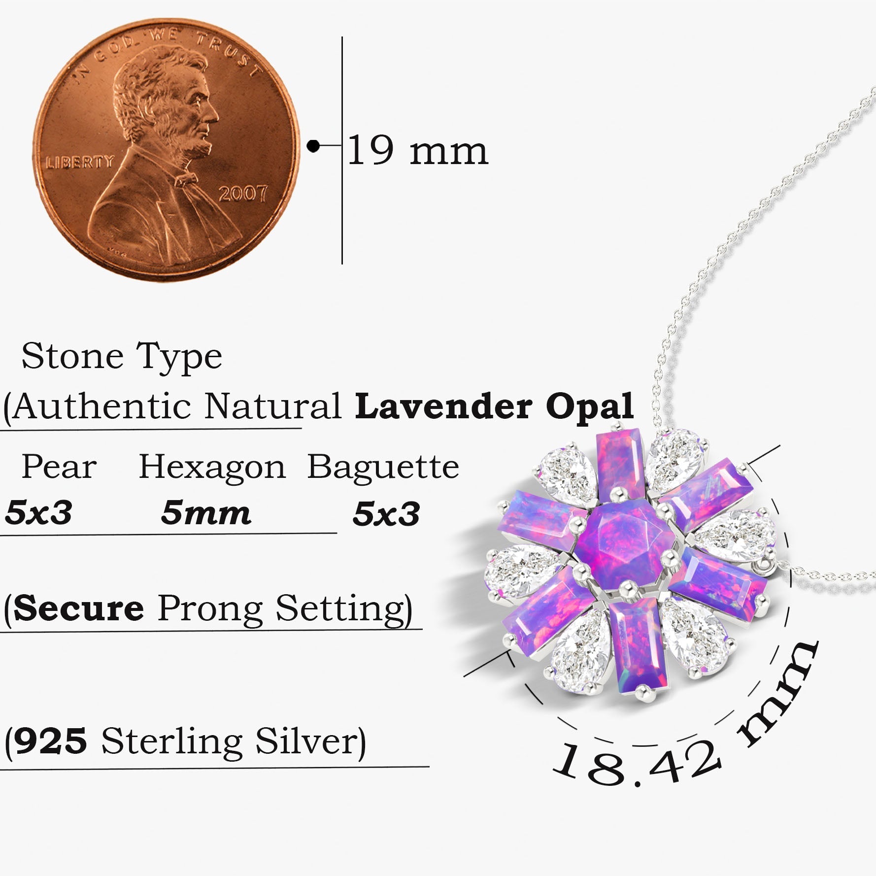 Natural Lavender Opal Round Cluster Charm Pendant Necklace - Goodstone Jewels