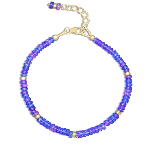 Natural Lavender Opal Separator Bead Strand Rondelle Bracelet