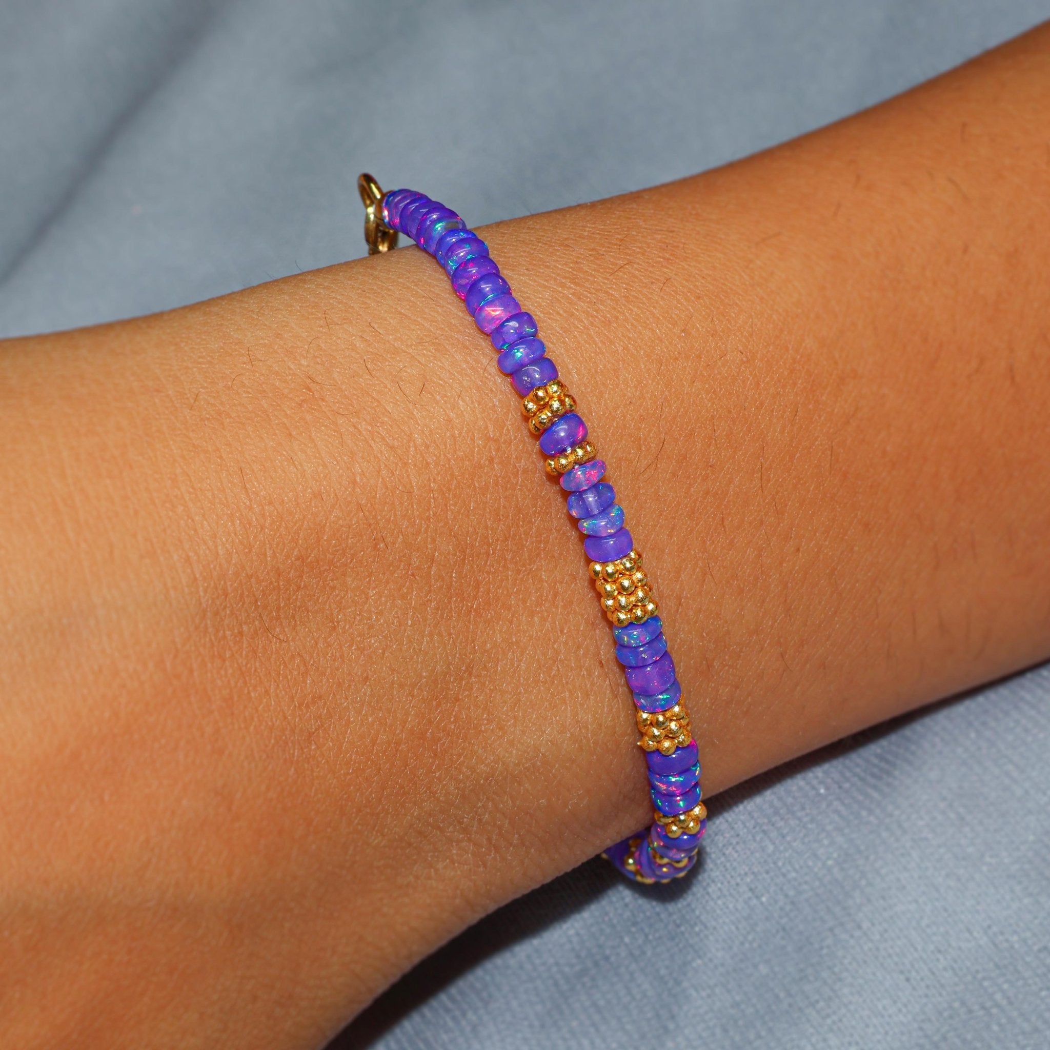 Natural Lavender Opal Separator Beaded Bracelet - Goodstone Jewels