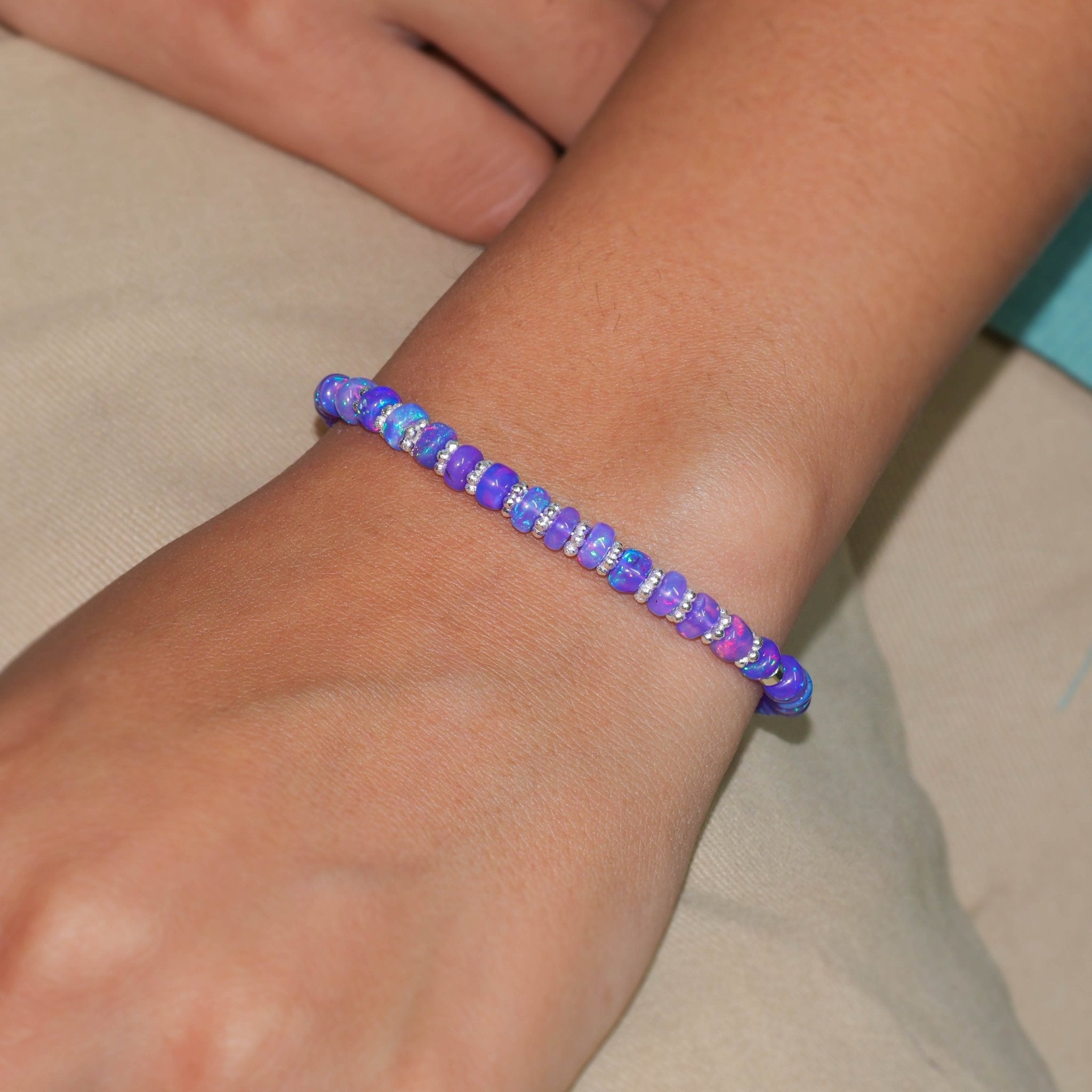 Natural Lavender Opal Separator Rondelle Beaded Bracelet - Goodstone Jewels