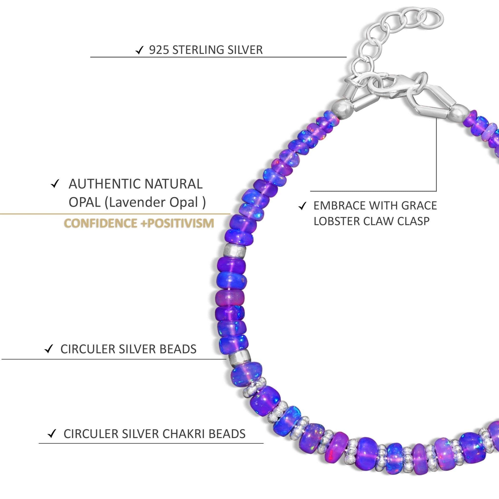Natural Lavender Opal Separator Rondelle Beaded Bracelet - Goodstone Jewels