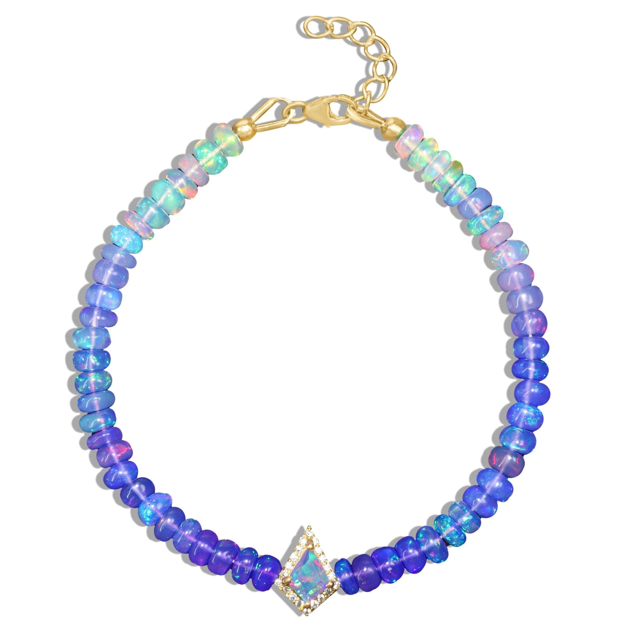 Natural Lavender Opal Smooth Kite Charm Beaded Bracelet - Goodstone Jewels