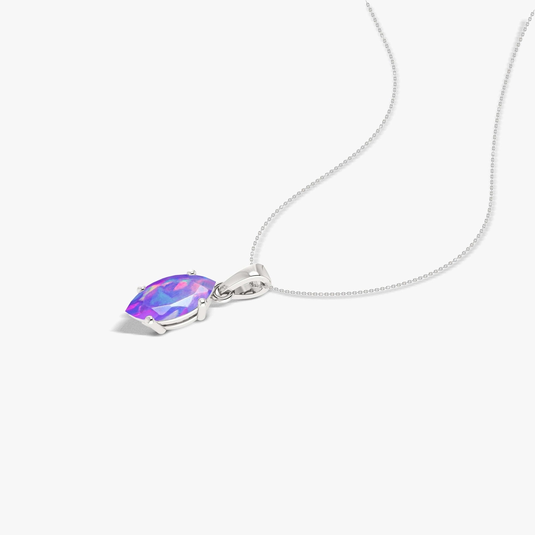 Natural Lavender Opal Solitaire Chain Pendant Necklace - Goodstone Jewels