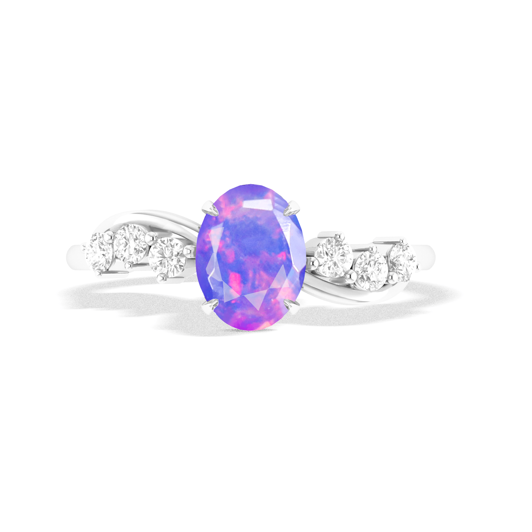 Natural Lavender Opal Solitaire with Accents Ring with Gold Filled & Sterling Silver - Goodstone Jewels