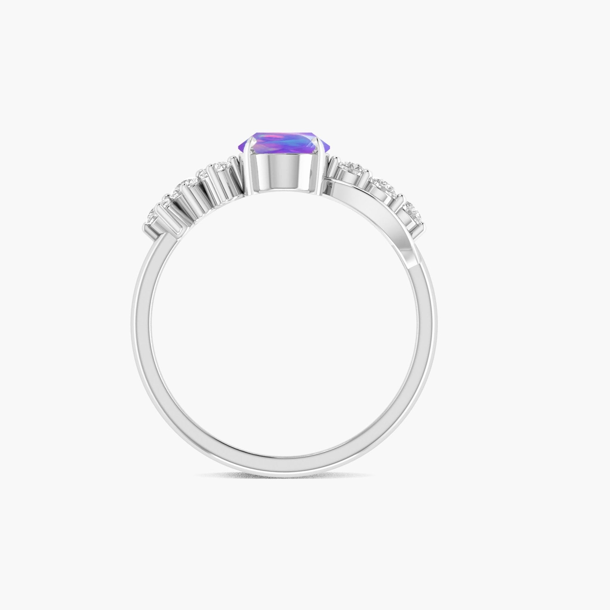 Natural Lavender Opal Solitaire with Accents Ring with Gold Filled & Sterling Silver - Goodstone Jewels